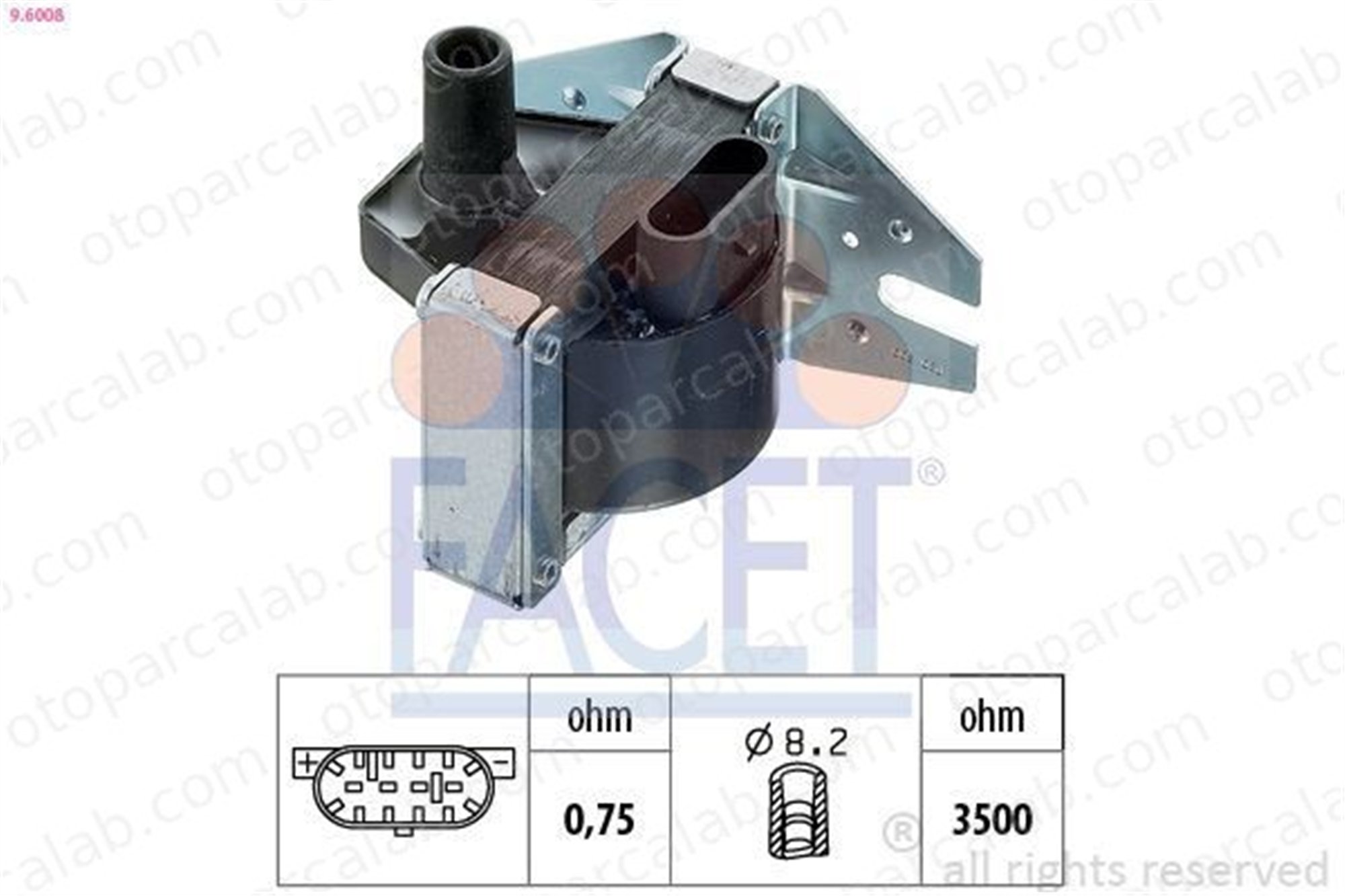 FACET 9.6008 Ateşleme Bobini FIAT UNO LANCIA Y10 7746154 7582152