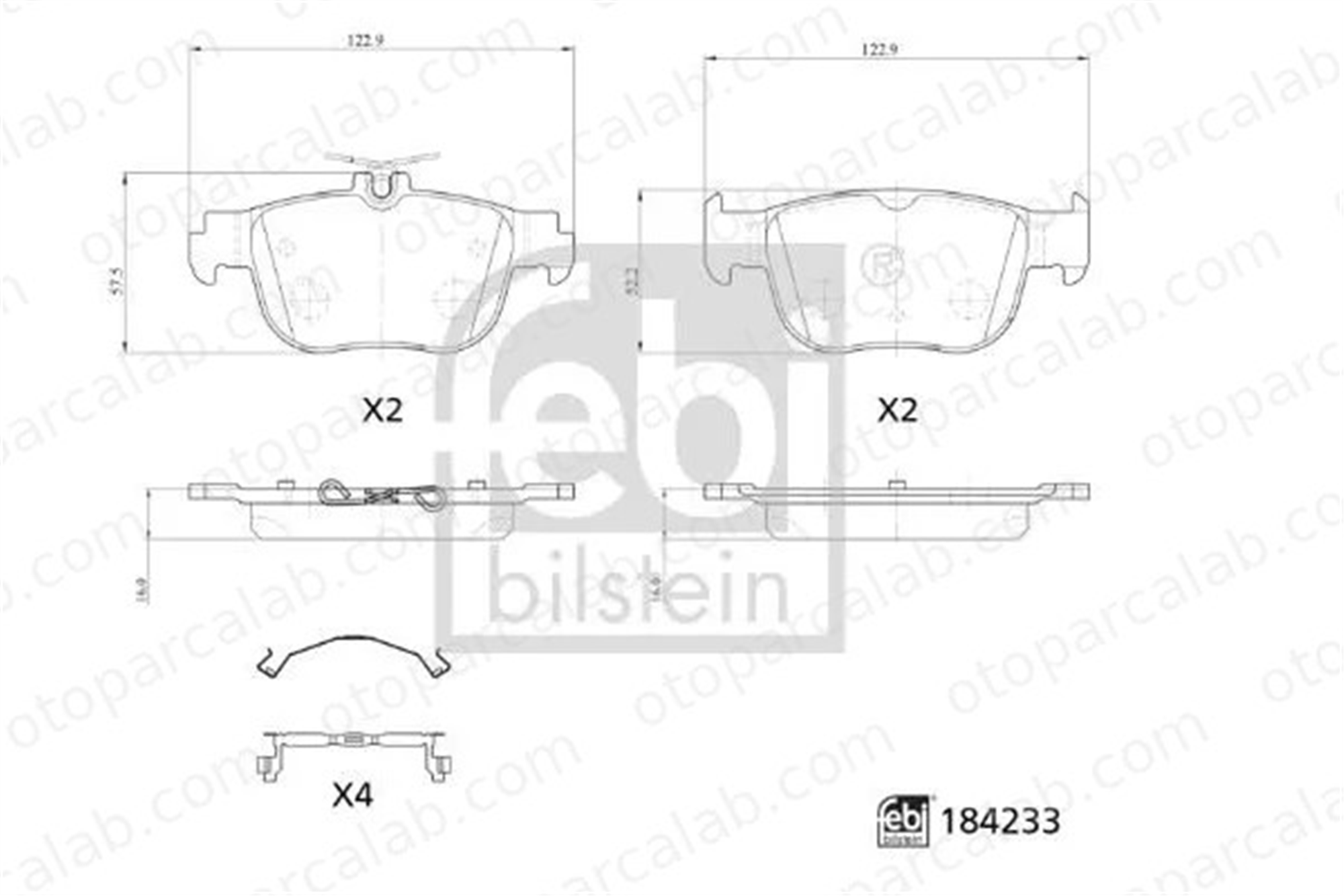 FEBI BILSTEIN 184233 Fren Disk Balata Arka SKODA OCTAVIA IV Combi SEAT LEON 5WA698451K 5WA698451