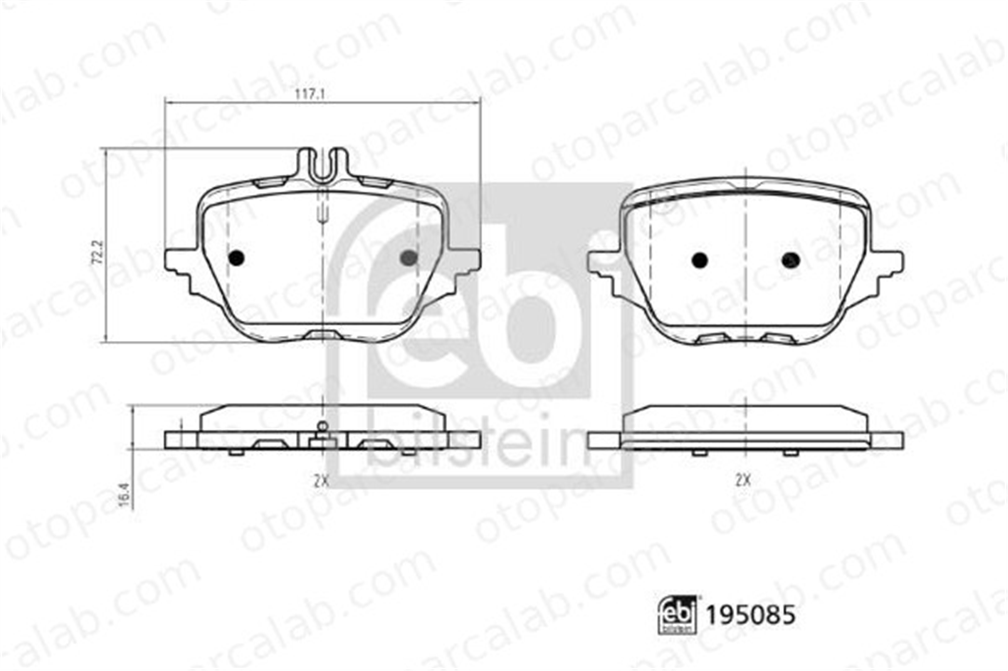 FEBI BILSTEIN 195085 Fren Disk Balata Arka MERCEDES-BENZ S-SERISI C-SERISI T-MODEL A0004204103 A0004209505