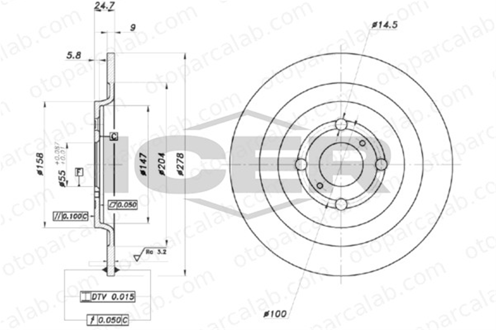 FERODO DDF1588 Fren Disk Ayna Arka Sağ ve Sol TOYOTA YARIS DAIHATSU CHARADE VIII 424310D060 424310D060000