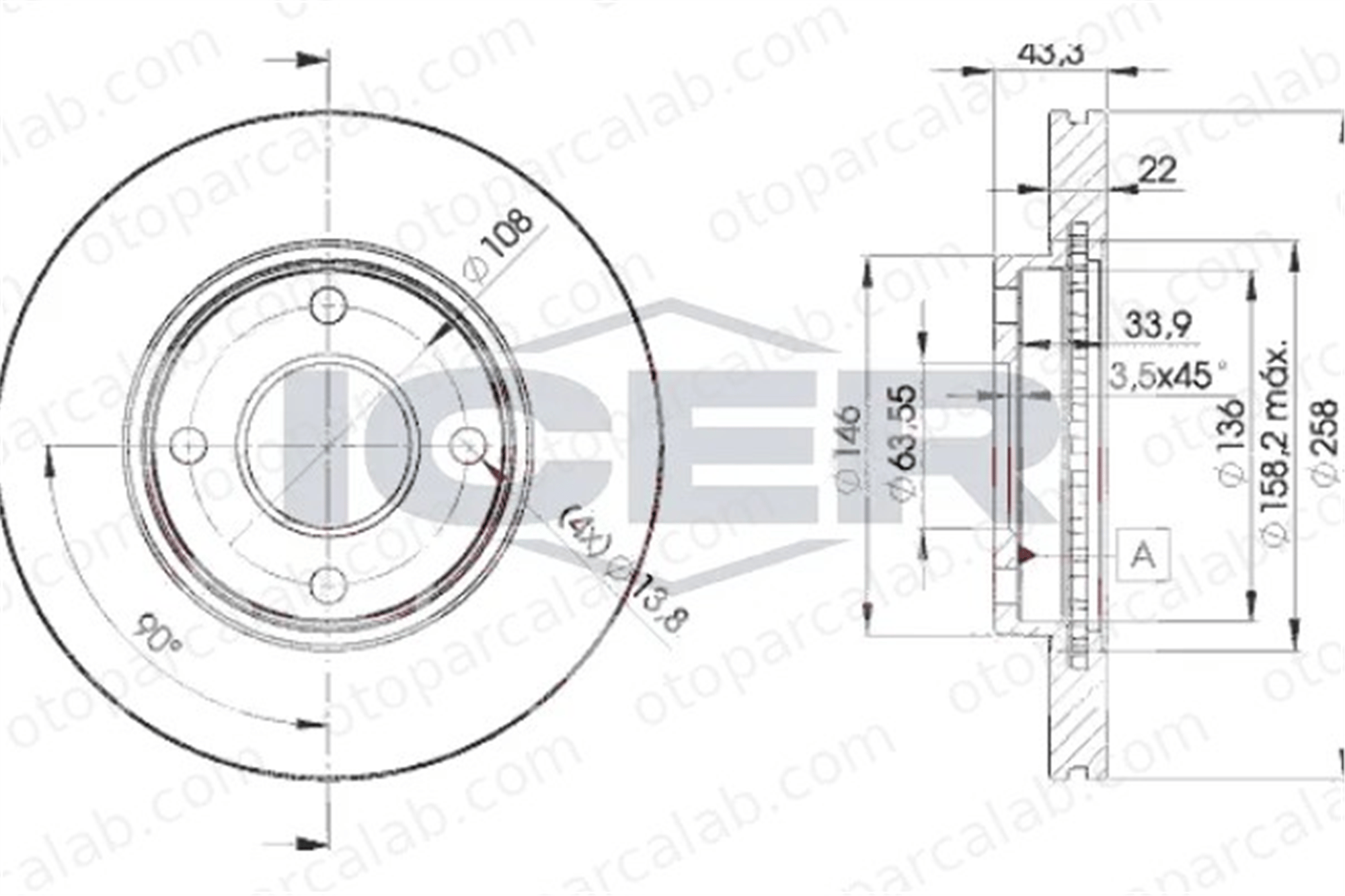 FORD ORJINAL 98AX1125B1F Fren Disk Ayna Ön Sağ ve Sol FORD FOCUS I FOCUS I Turnier 98AX1125B1F 1148202