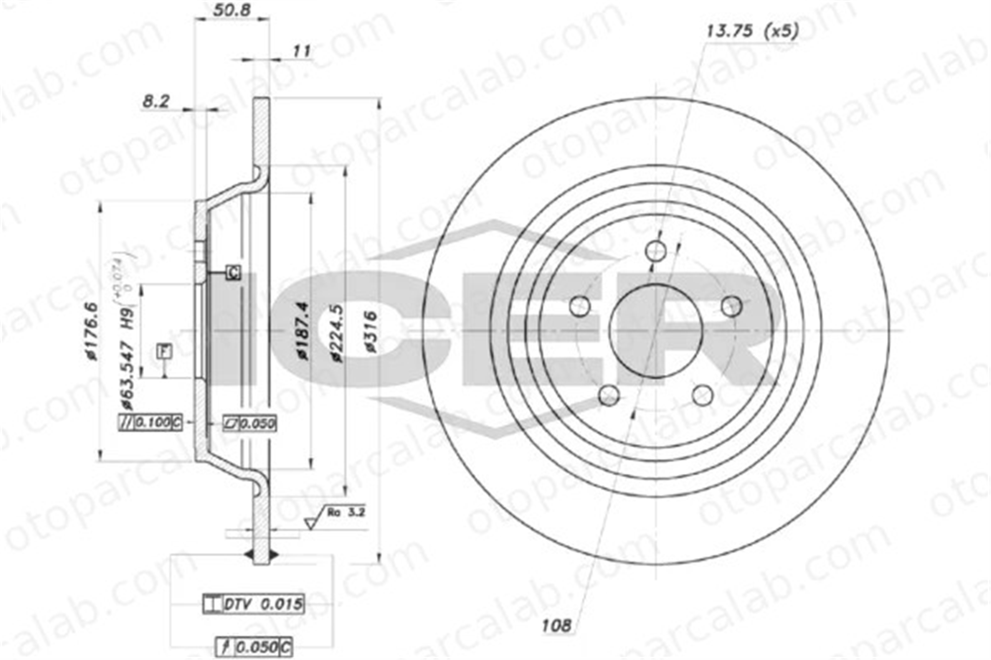 FORD ORJINAL GV612A315AA Fren Disk Ayna Arka Sağ ve Sol FORD KUGA II MONDEO V Turnier GV612A315AA 2007750
