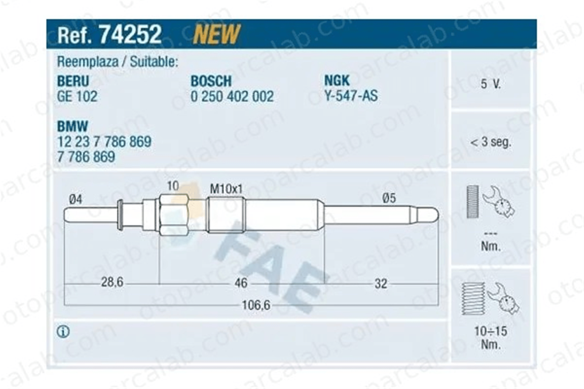 FROW 162.1904.026 Isıtma Bujisi BMW 5 5 Touring 1223778686 12237786869