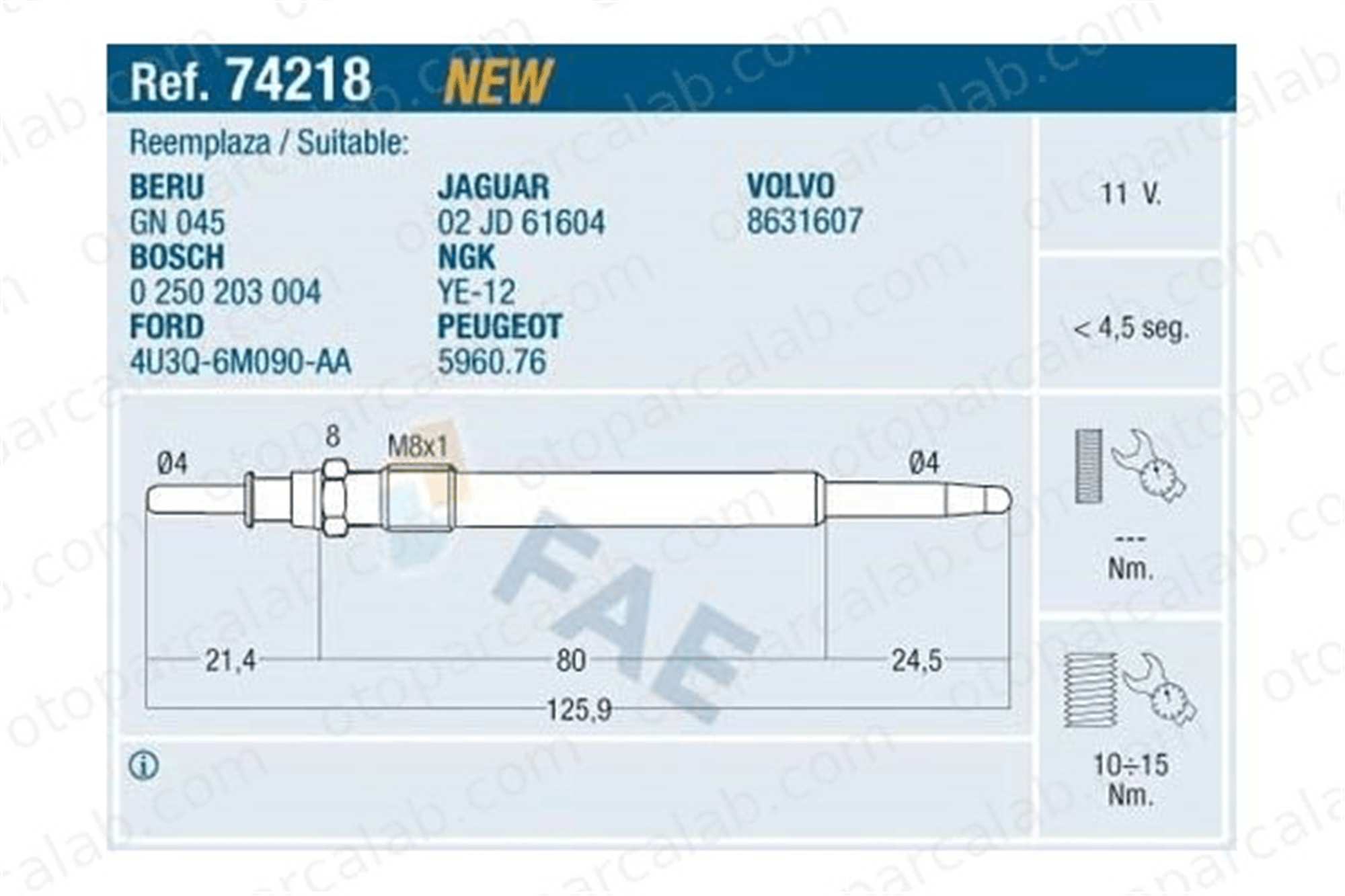 FROW 162.1904.011 Isıtma Bujisi VOLVO V70 II S60 I 596076 596077