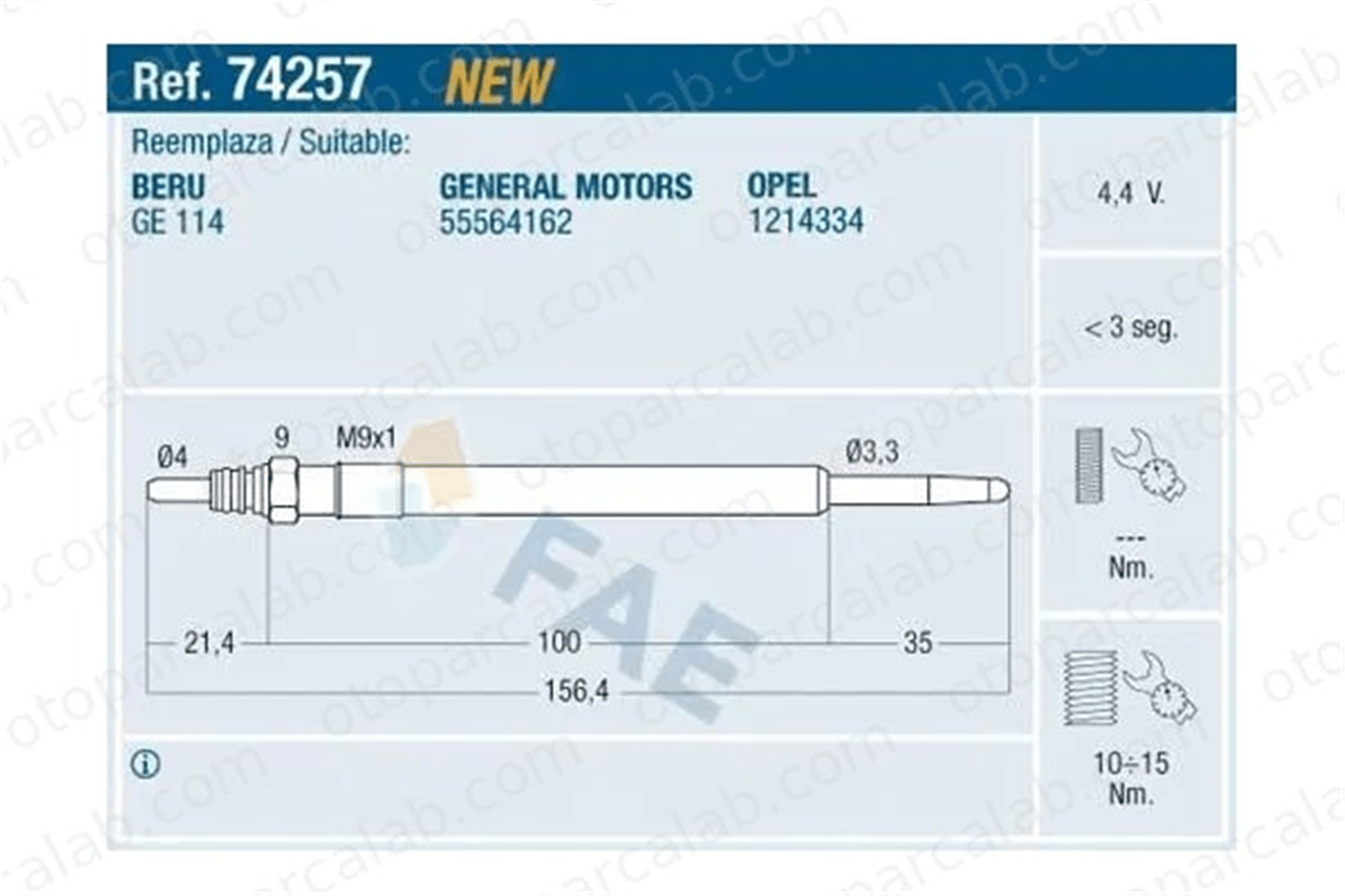 FROW 162.1904.007 Isıtma Bujisi OPEL INSIGNIA A INSIGNIA A Sedan 55200755 68147404AA
