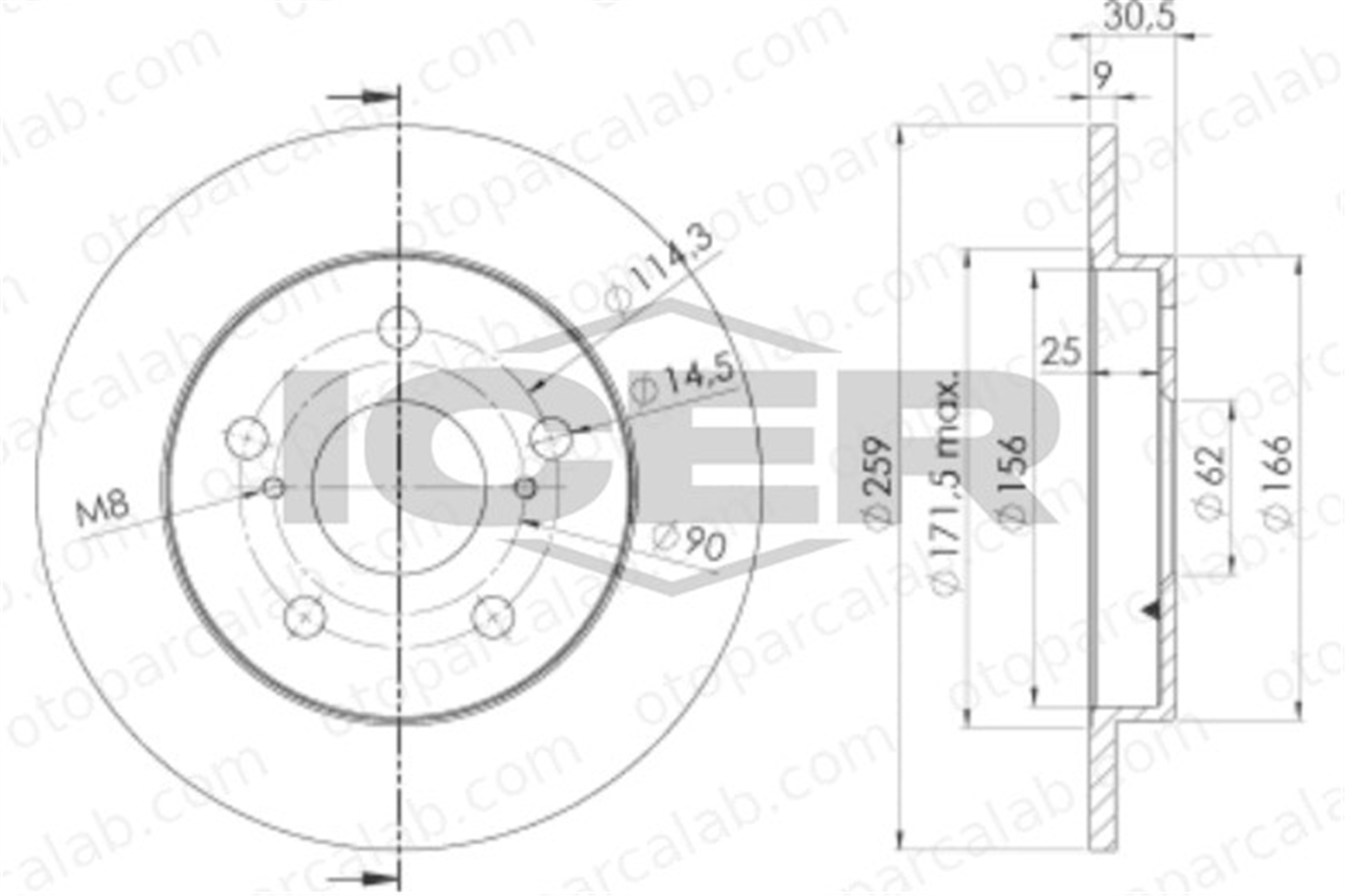 FROW 551.1102.030 Fren Disk Ayna Arka Sağ ve Sol TOYOTA AURIS COROLLA Sedan 4243102190