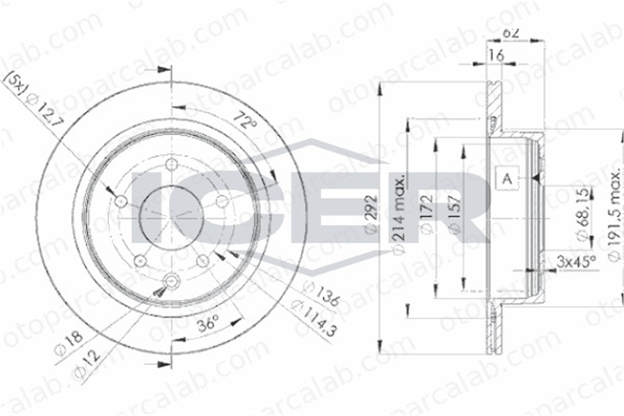 FROW 561.1102.018 Fren Disk Ayna Arka Sağ ve Sol NISSAN X-TRAIL I X-TRAIL II 432068H304
