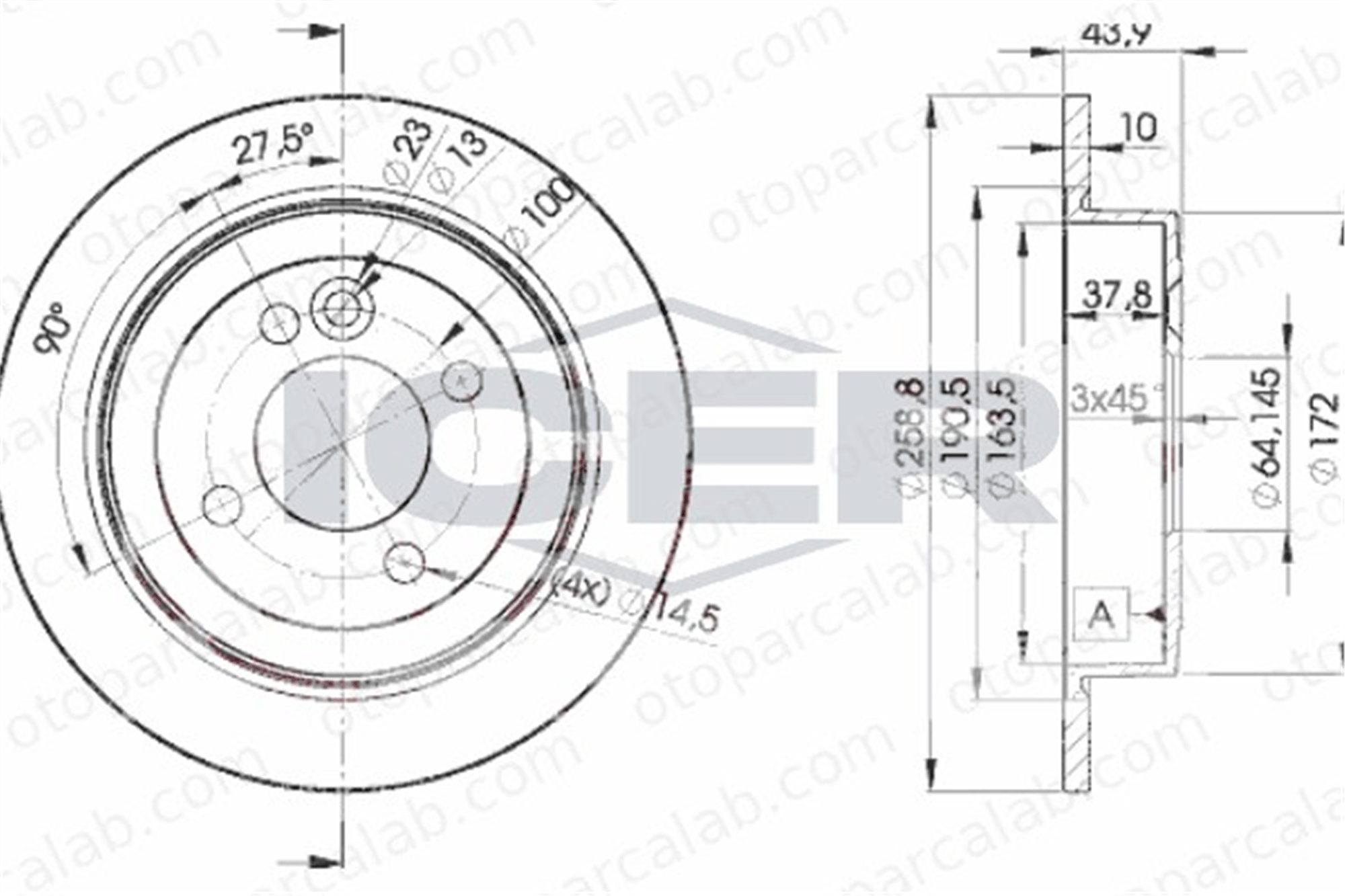 FROW 830.1102.001 Fren Disk Ayna Arka Sağ ve Sol MINI MINI MINI Cabrio 34211503070