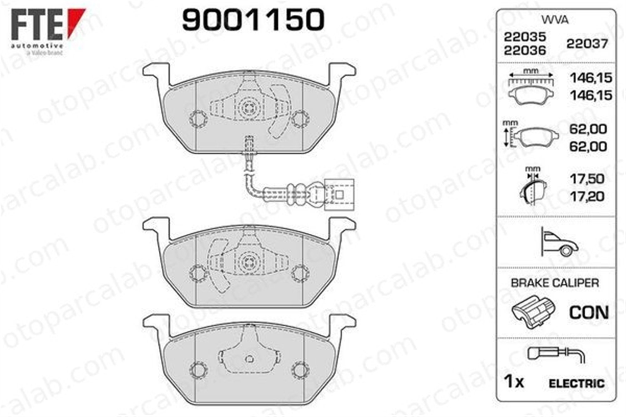 FTE 9001150 Fren Disk Balata Ön VW GOLF VII SEAT LEON ST 5Q0698151C 5Q0698151T
