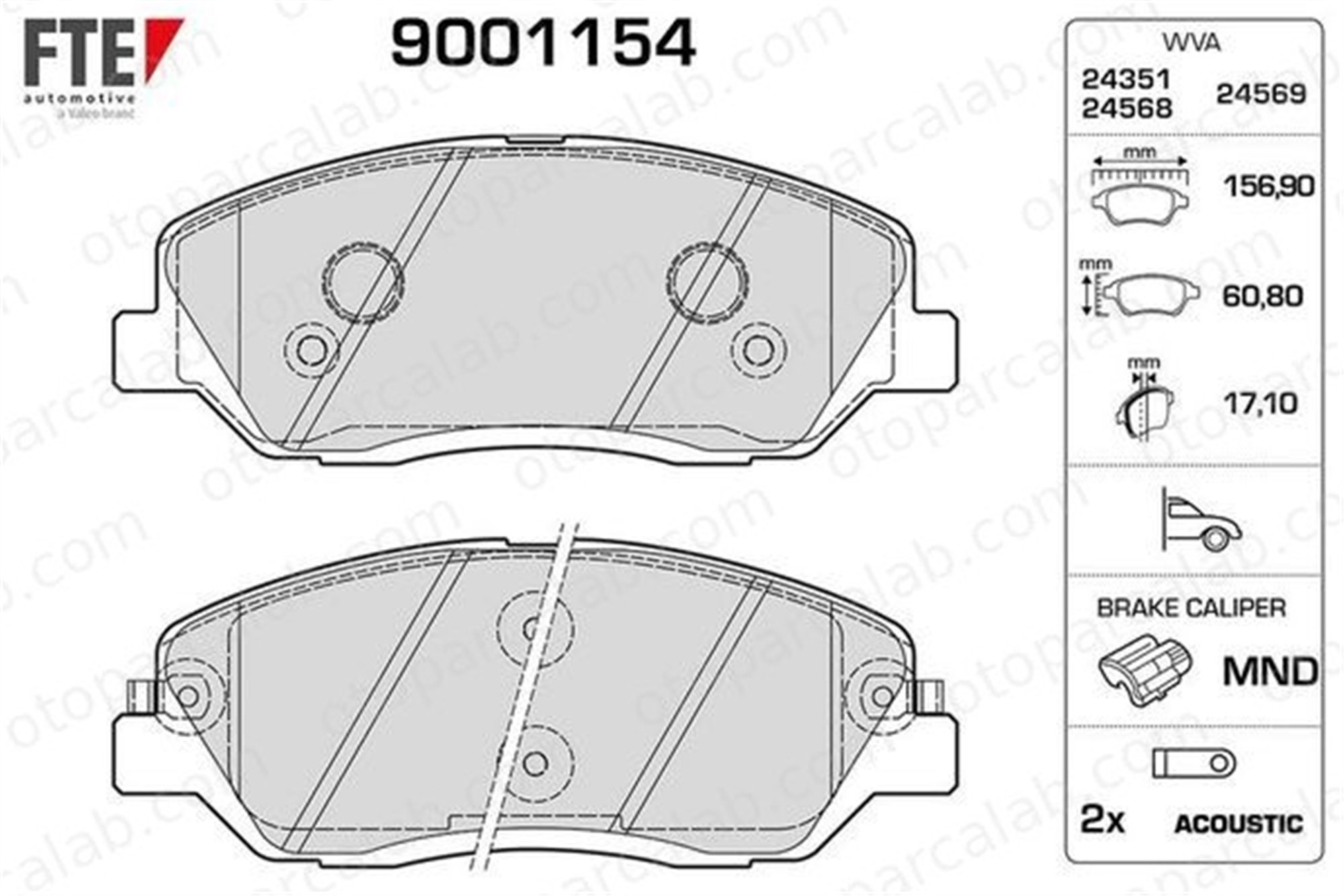 FTE 9001154 Fren Disk Balata Ön HYUNDAI SANTA FÉ III SANTA FÉ II 581013MA01 581012BA00