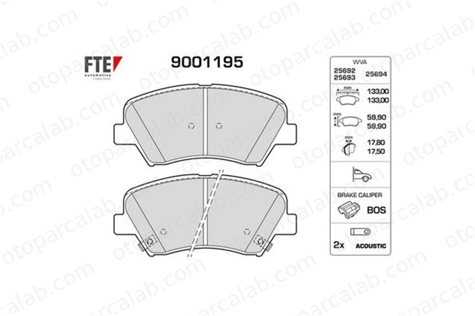 FTE 9001195 Fren Disk Balata Ön KIA CEE'D HYUNDAI i30 581012VA50 581012VA60