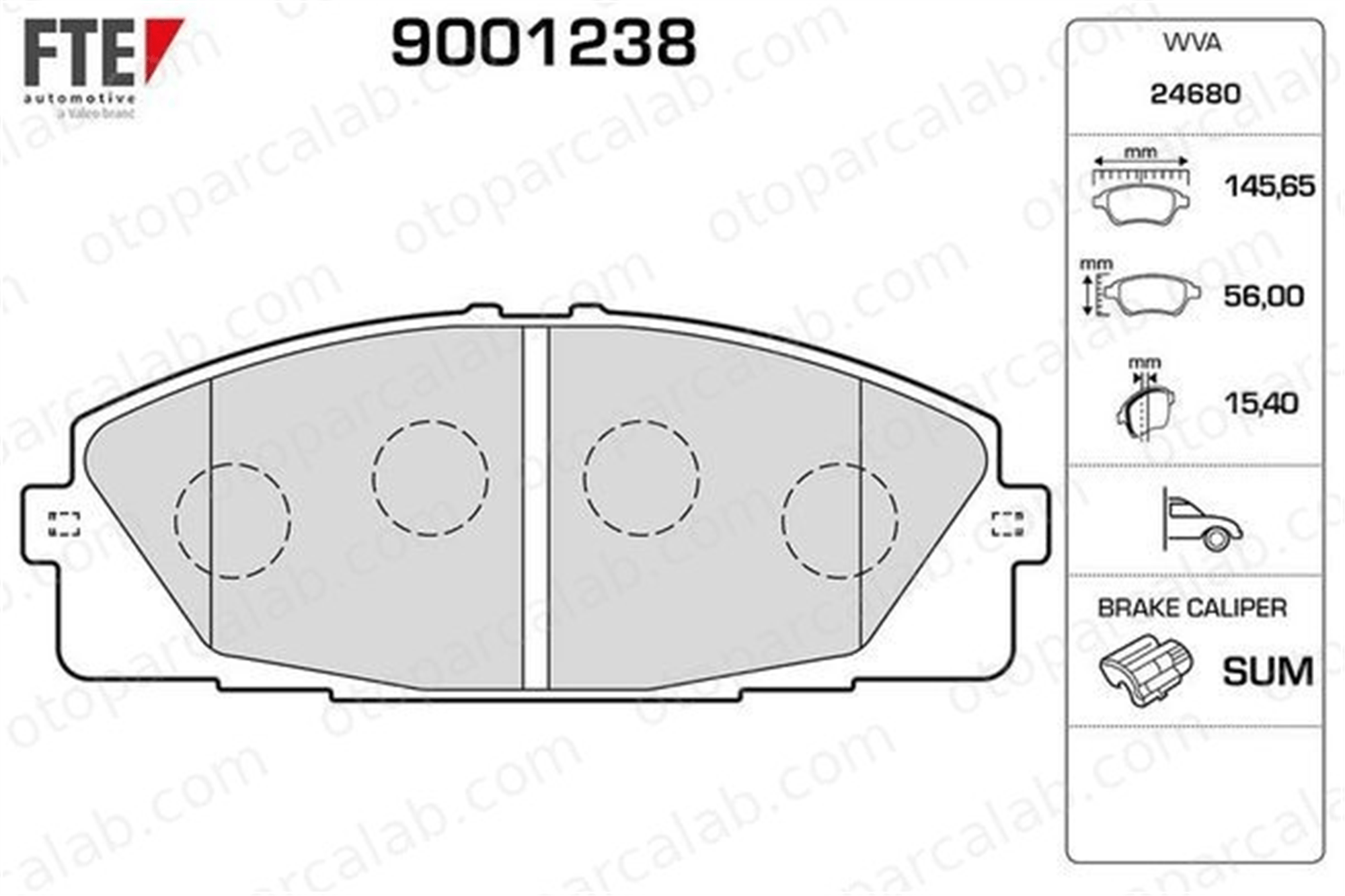 FTE 9001238 Fren Disk Balata Ön TOYOTA HIACE IV Minibüs/Otobüs HIACE IV Panelvan/Van 446526421 04465-26421