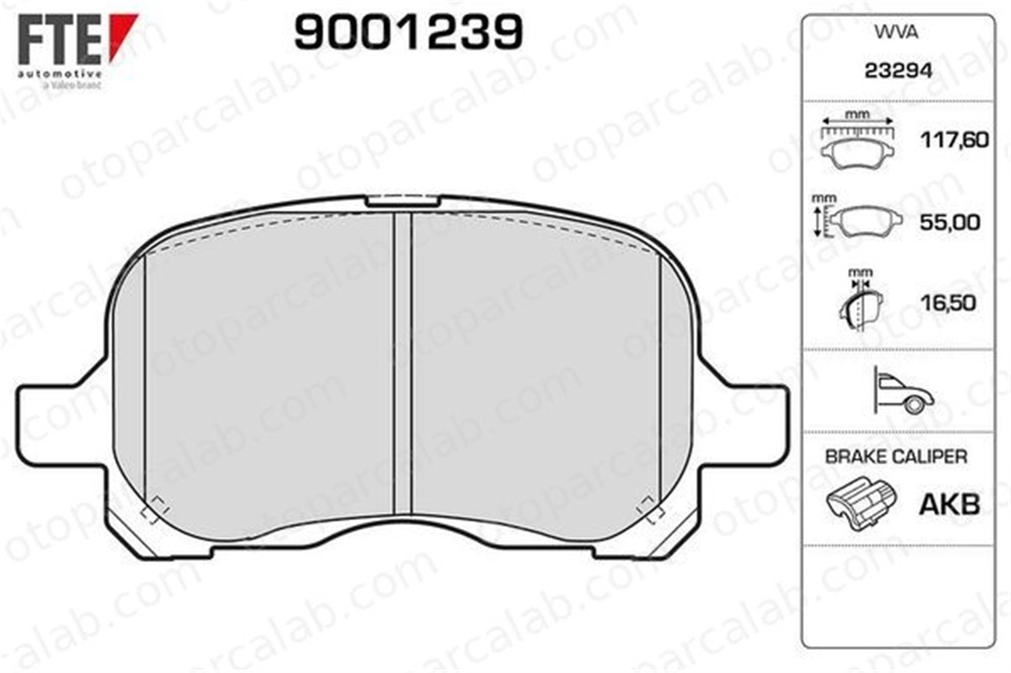 FTE 9001239 Fren Disk Balata Ön TOYOTA COROLLA COROLLA Liftback 12593 12240