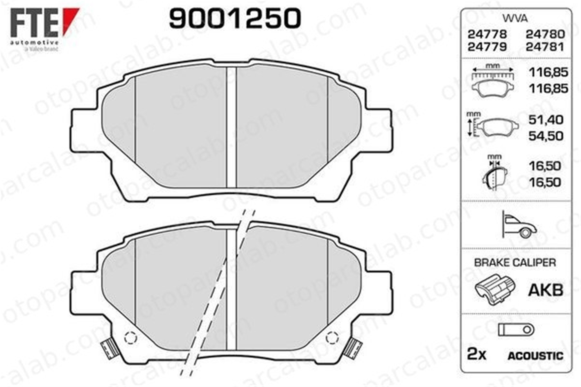 FTE 9001250 Fren Disk Balata Ön TOYOTA YARIS VERSO IQ 446574020 0446574020