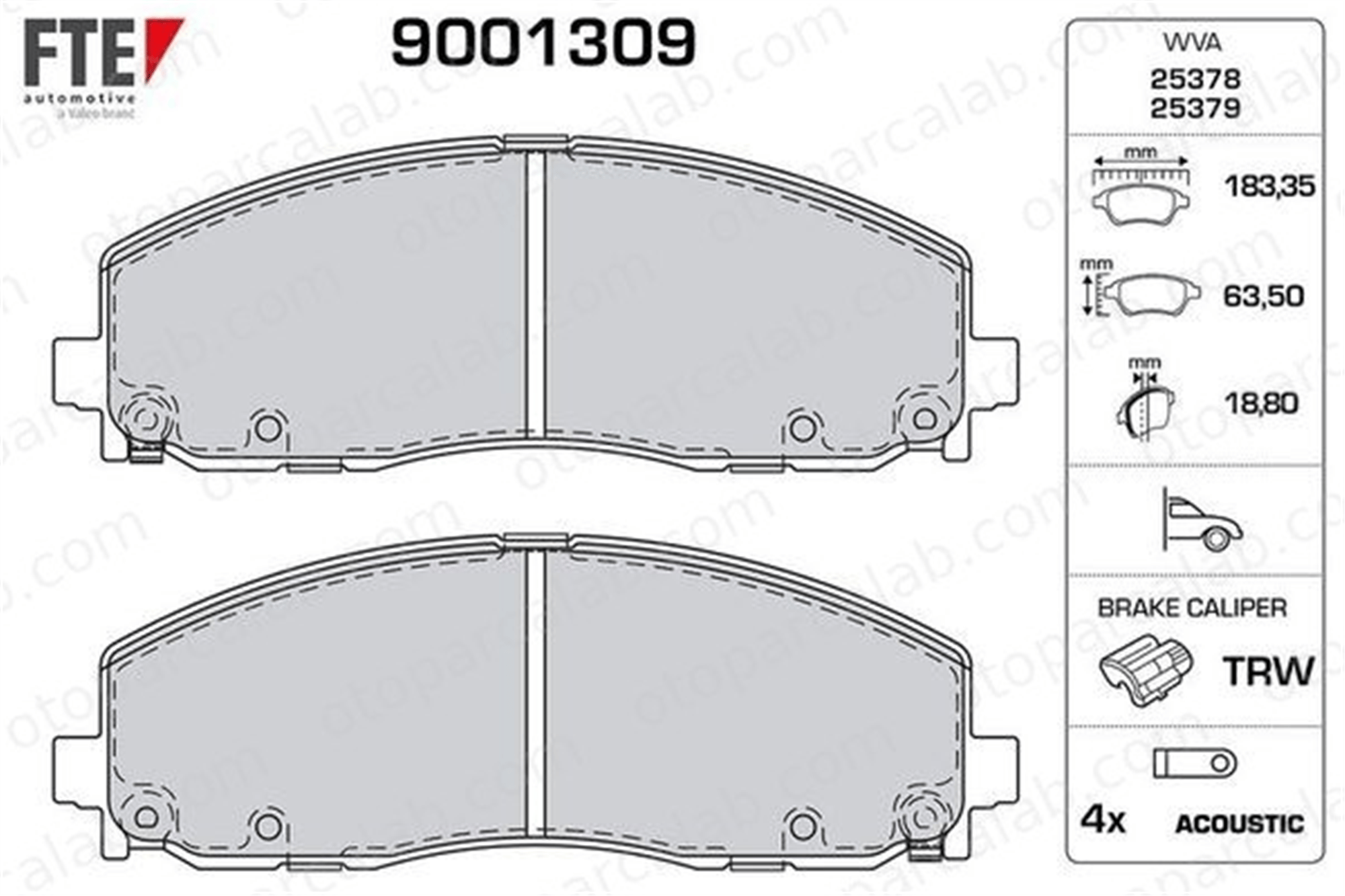 FTE 9001309 Fren Disk Balata Ön DODGE JOURNEY FIAT FREEMONT 68144163AA 2AMV3163AA