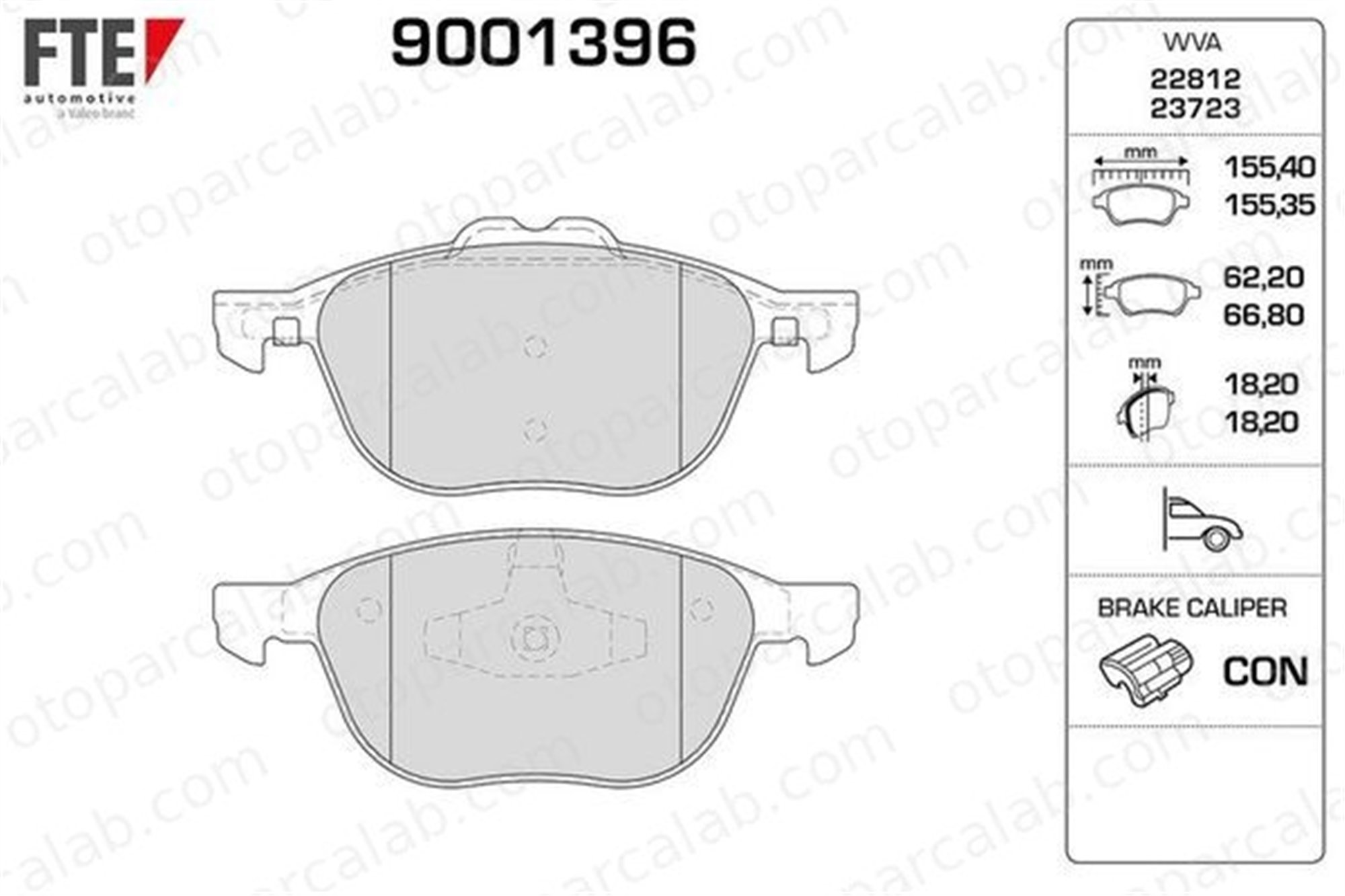 FTE 9001396 Fren Disk Balata Ön FORD TOURNEO CONNECT / GRAND TOURNEO CONNECT V408 MPV TRANSIT CONNECT V408 Kasa/büyük limuzin 1797211 CV612K021BA