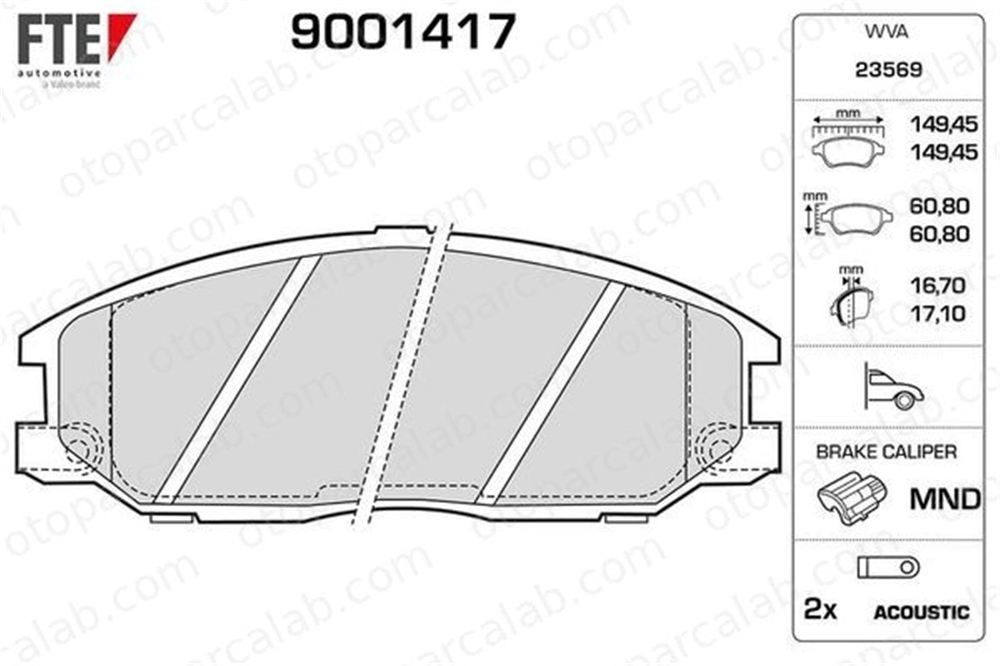 FTE 9001417 Fren Disk Balata Ön HYUNDAI H100 Panelvan/Van H100 Minibüs/Otobüs 4813A 21100
