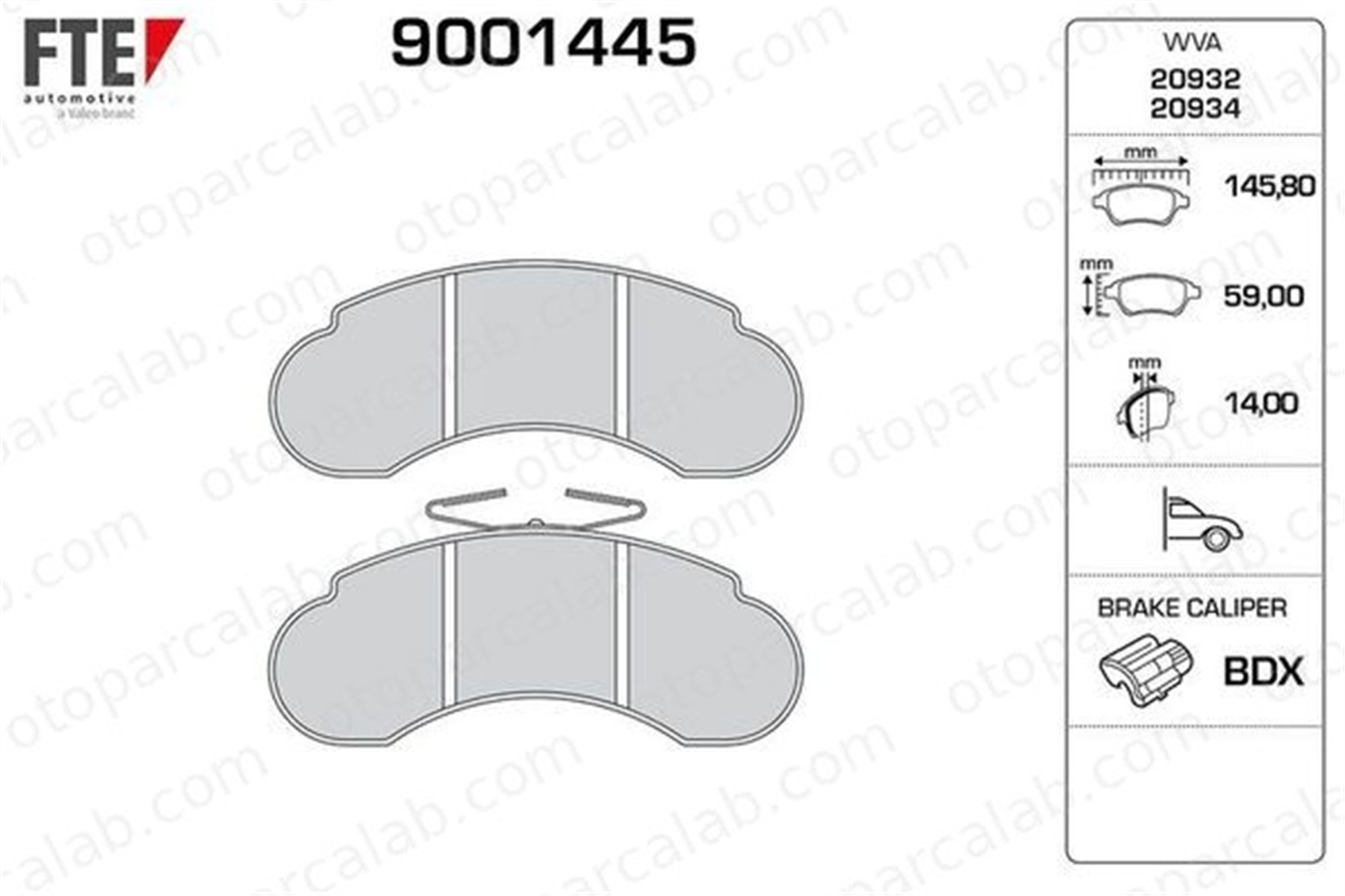 FTE 9001445 Fren Disk Balata Ön MERCEDES-BENZ G-SERISI T1 Platform şasi 6014208720 6014217720