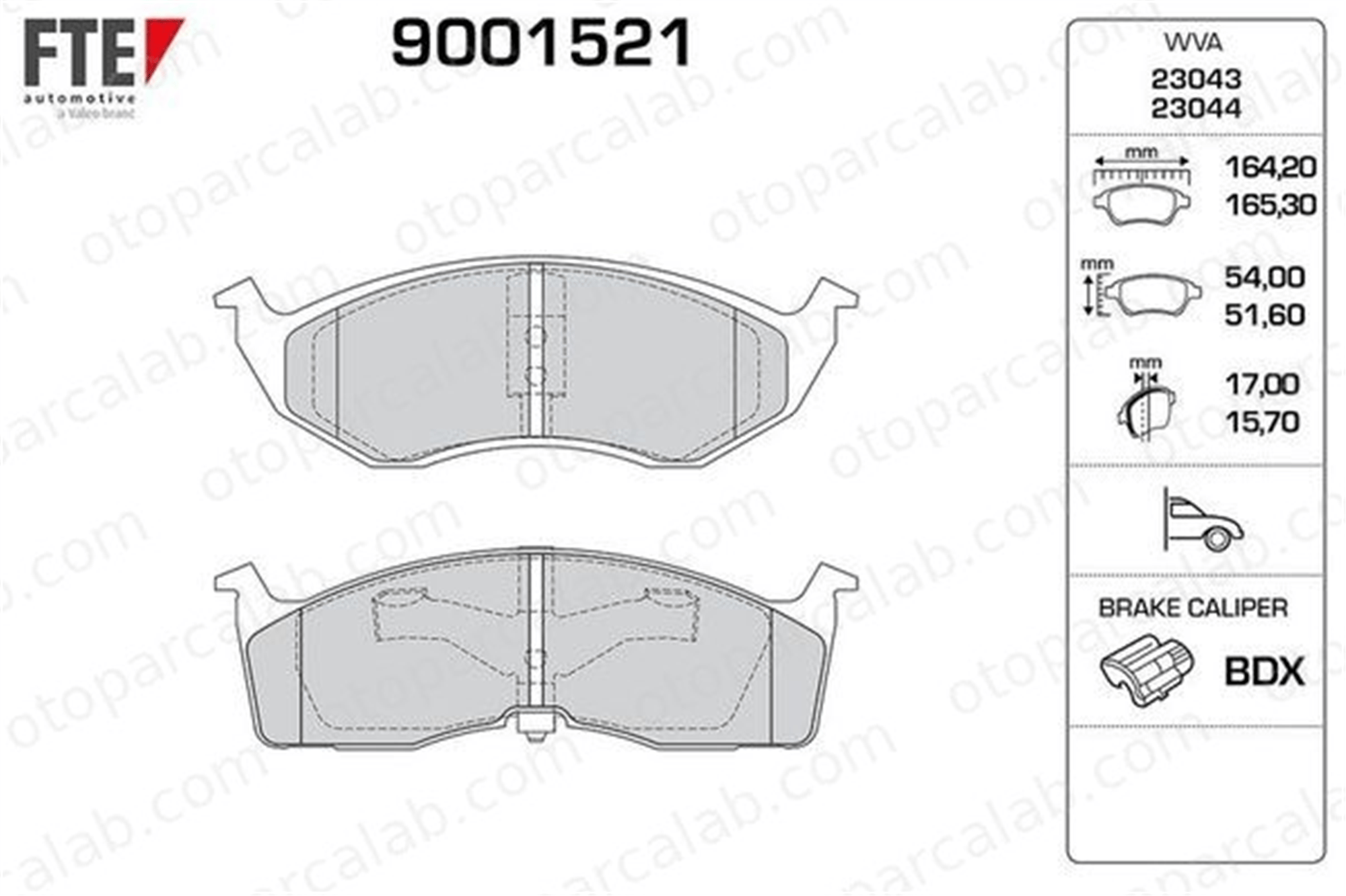 FTE 9001521 Fren Disk Balata Ön CHRYSLER NEON NEON II 4762682 5011069AA