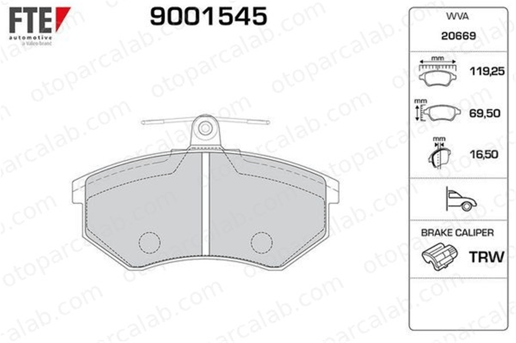 FTE 9001545 Fren Disk Balata Ön AUDI COUPE B2 90 B2 853698151 853698151A