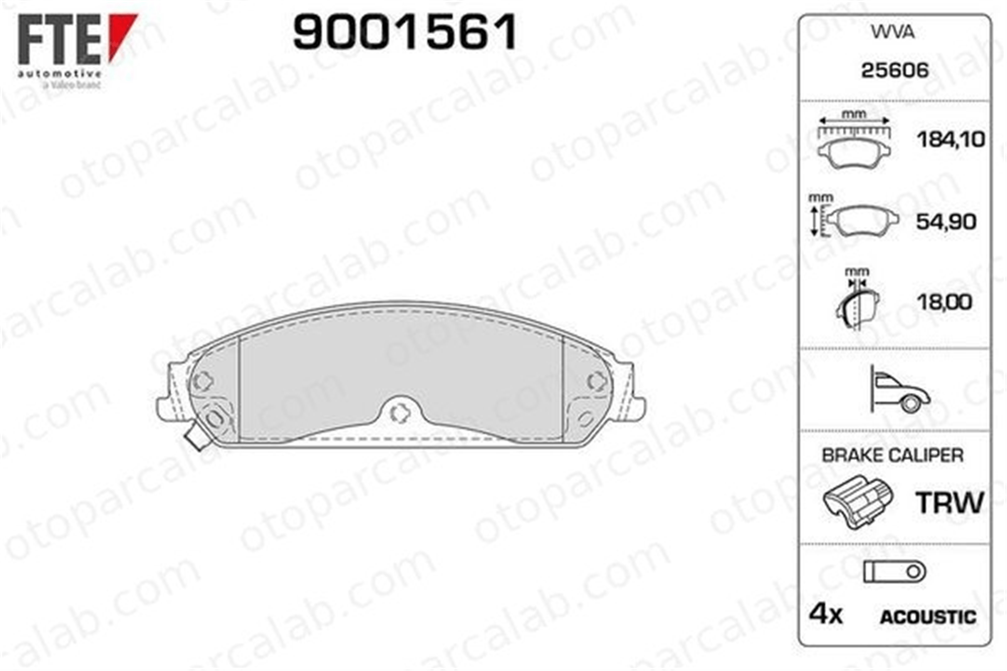 FTE 9001561 Fren Disk Balata Ön CHRYSLER 300C 200 Sedan 68147681AA 68147681AB