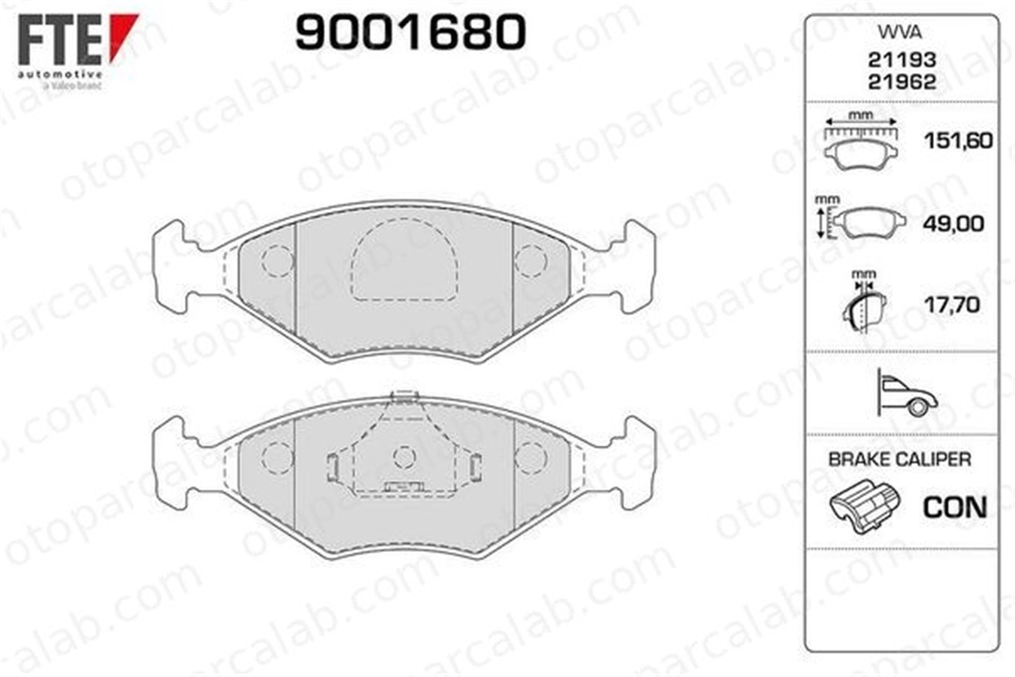 FTE 9001680 Fren Disk Balata Ön FIAT FIORINO Pick up FIORINO Kasa/büyük limuzin 5894112 71738154