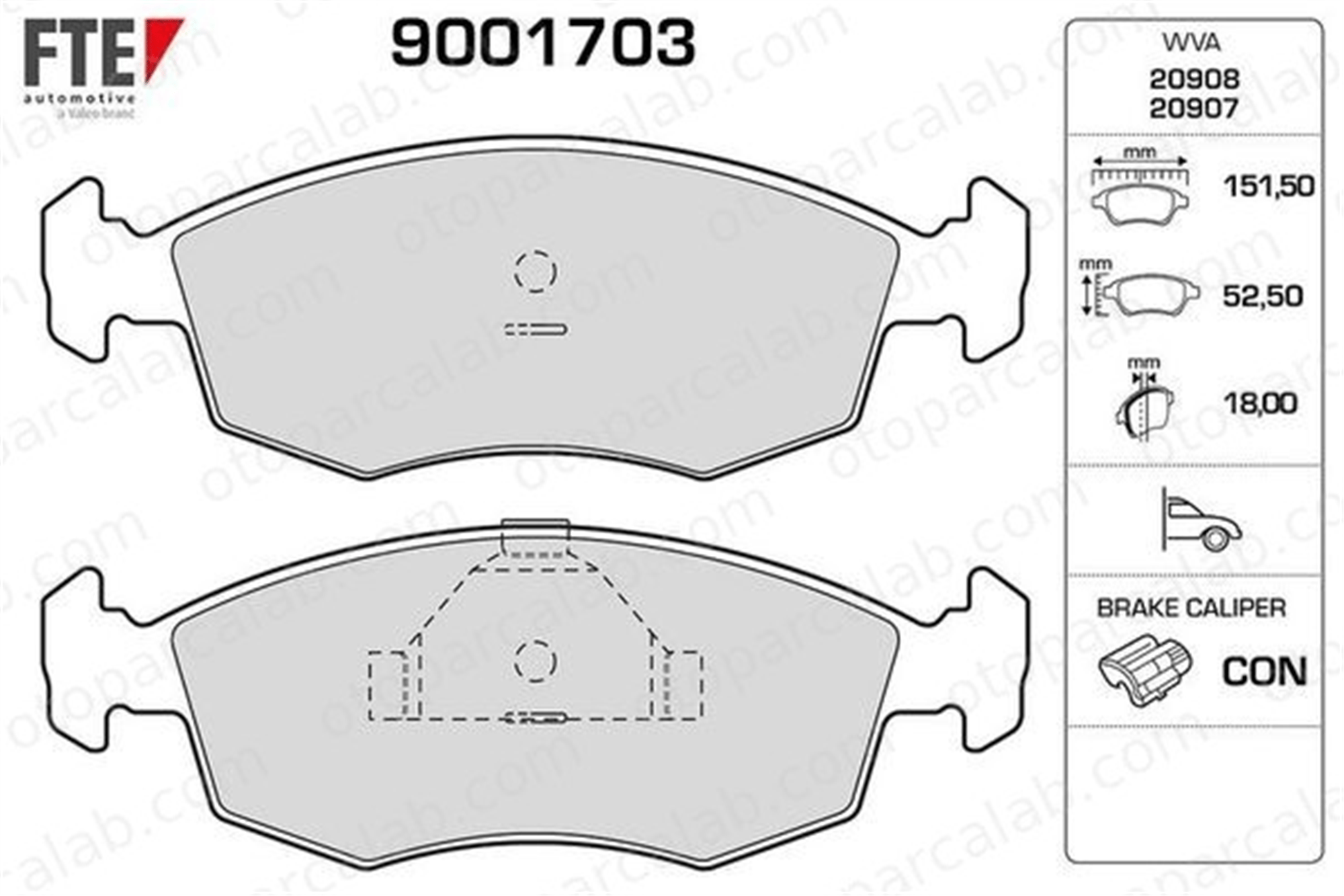 FTE 9001703 Fren Disk Balata Ön FORD SIERRA II Turnier SIERRA II 1647730 1659936