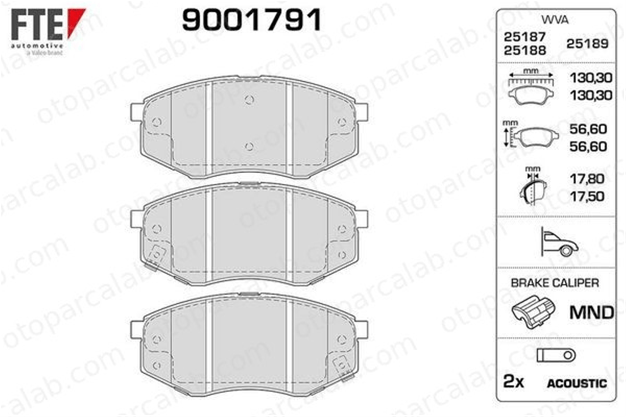 FTE 9001791 Fren Disk Balata Ön HYUNDAI ix20 KIA SOUL II 581013SA25 581013SA26