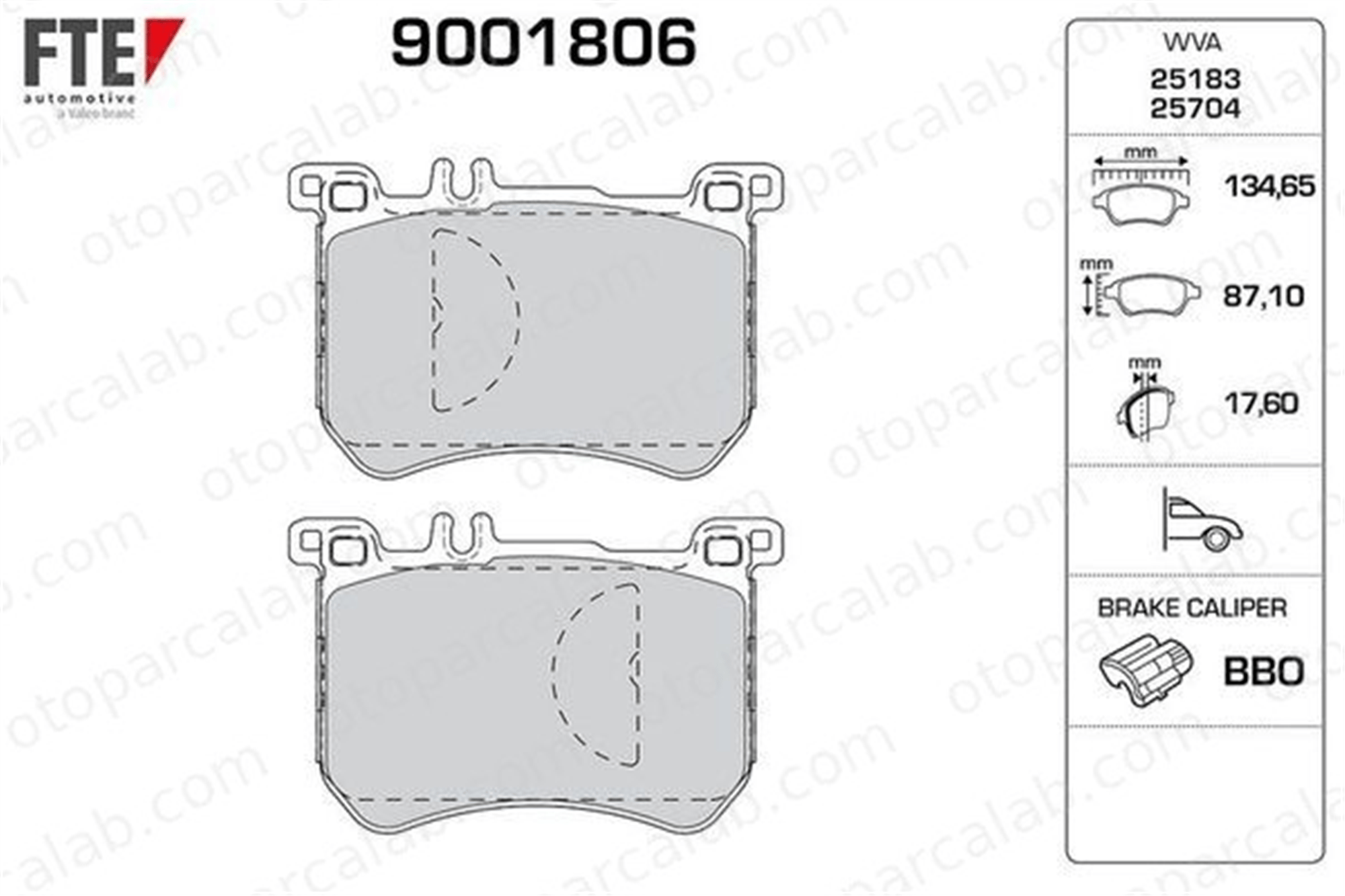 FTE 9001806 Fren Disk Balata Ön MERCEDES-BENZ S-SERISI SL 64204920 64209720