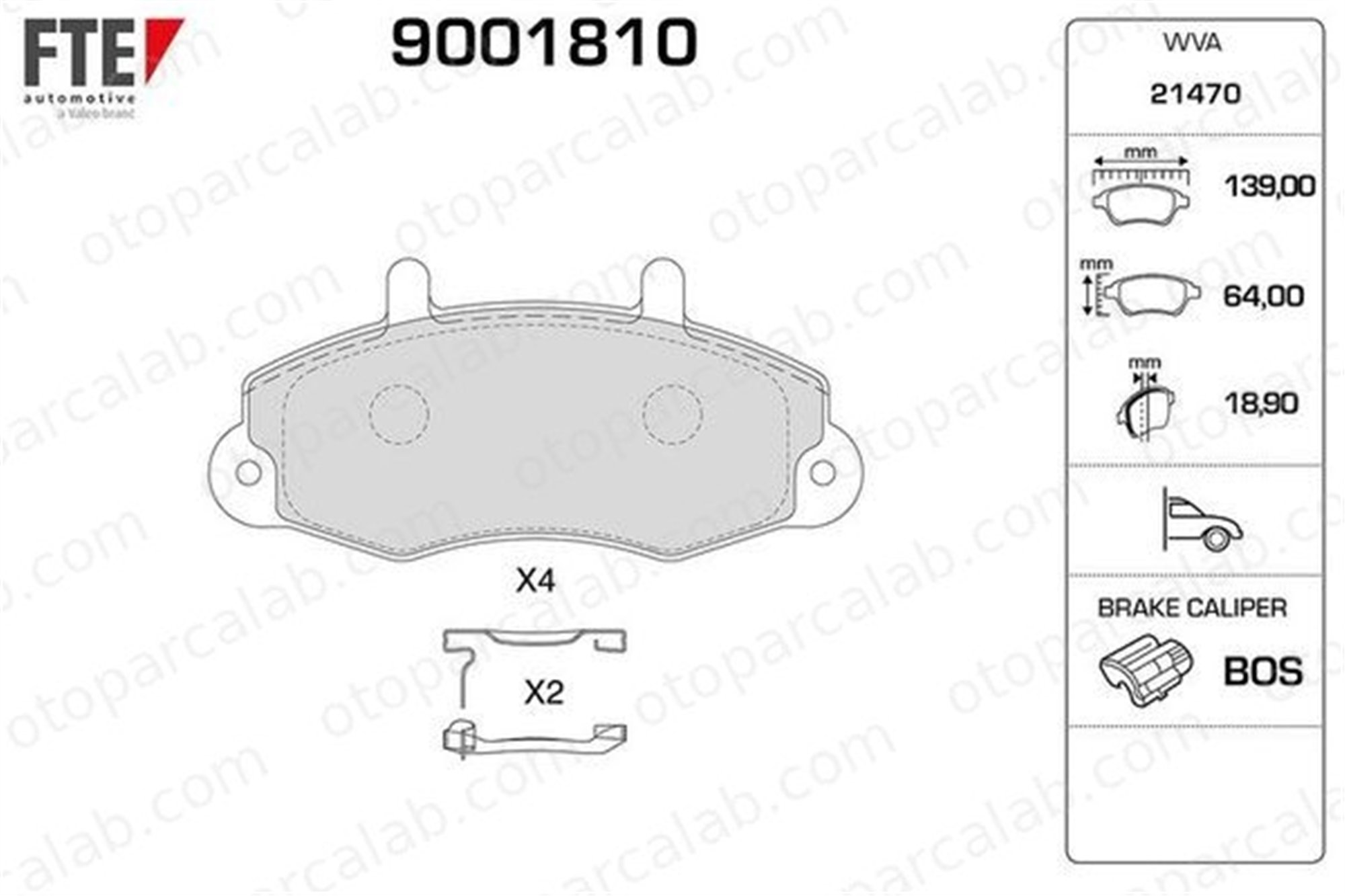 FTE 9001810 Fren Disk Balata Ön FORD TRANSIT Minibüs/Otobüs TRANSIT Panelvan/Van 1074971 1134158