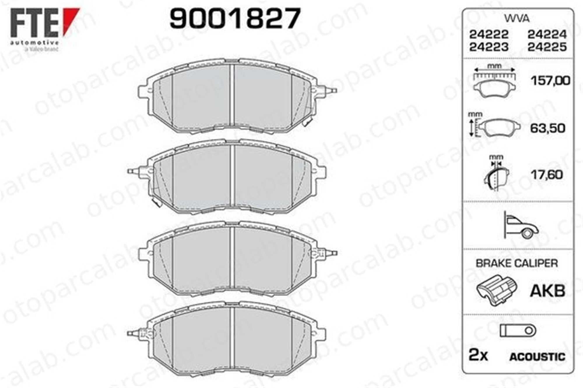 FTE 9001827 Fren Disk Balata Ön SUBARU OUTBACK LEGACY V Station wagon 26296AG000 26296AG030