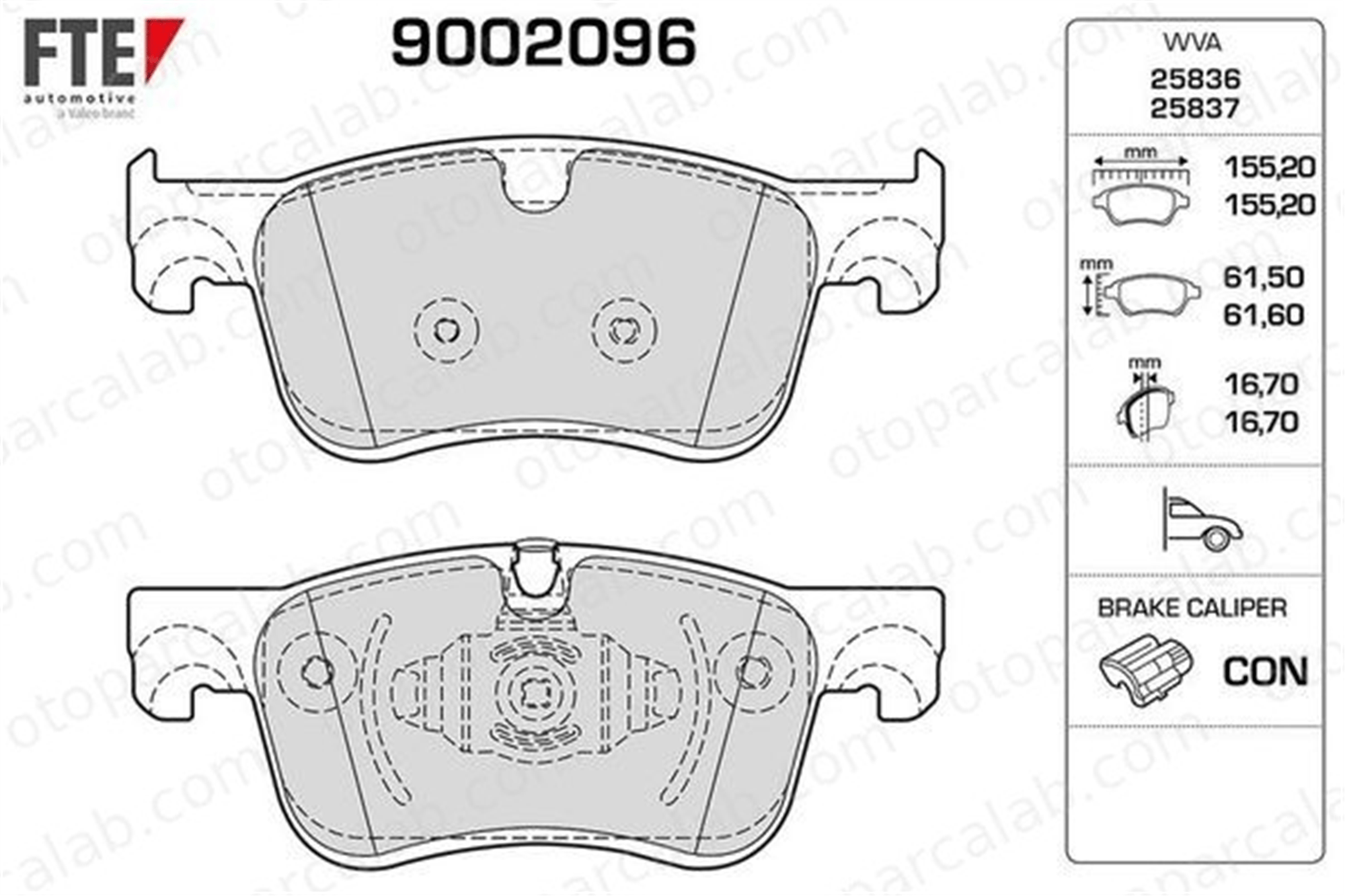 FTE 9002096 Fren Disk Balata Ön CITROËN C4 PICASSO II GRAND C4 SPACETOURER 609898380 1609898380