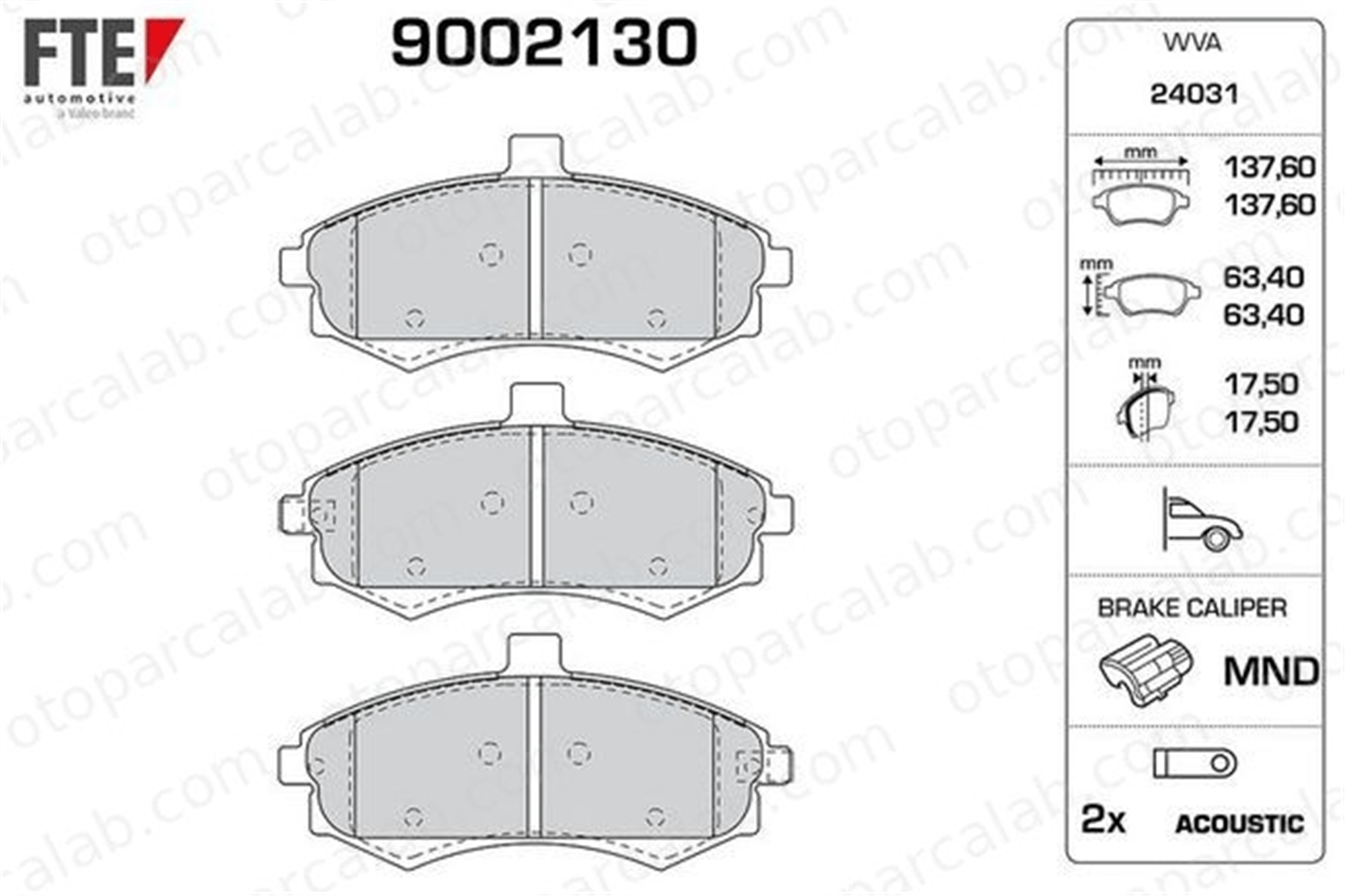 FTE 9002130 Fren Disk Balata Ön HYUNDAI ELANTRA III Sedan ELANTRA III 5810117A10 581012DA40