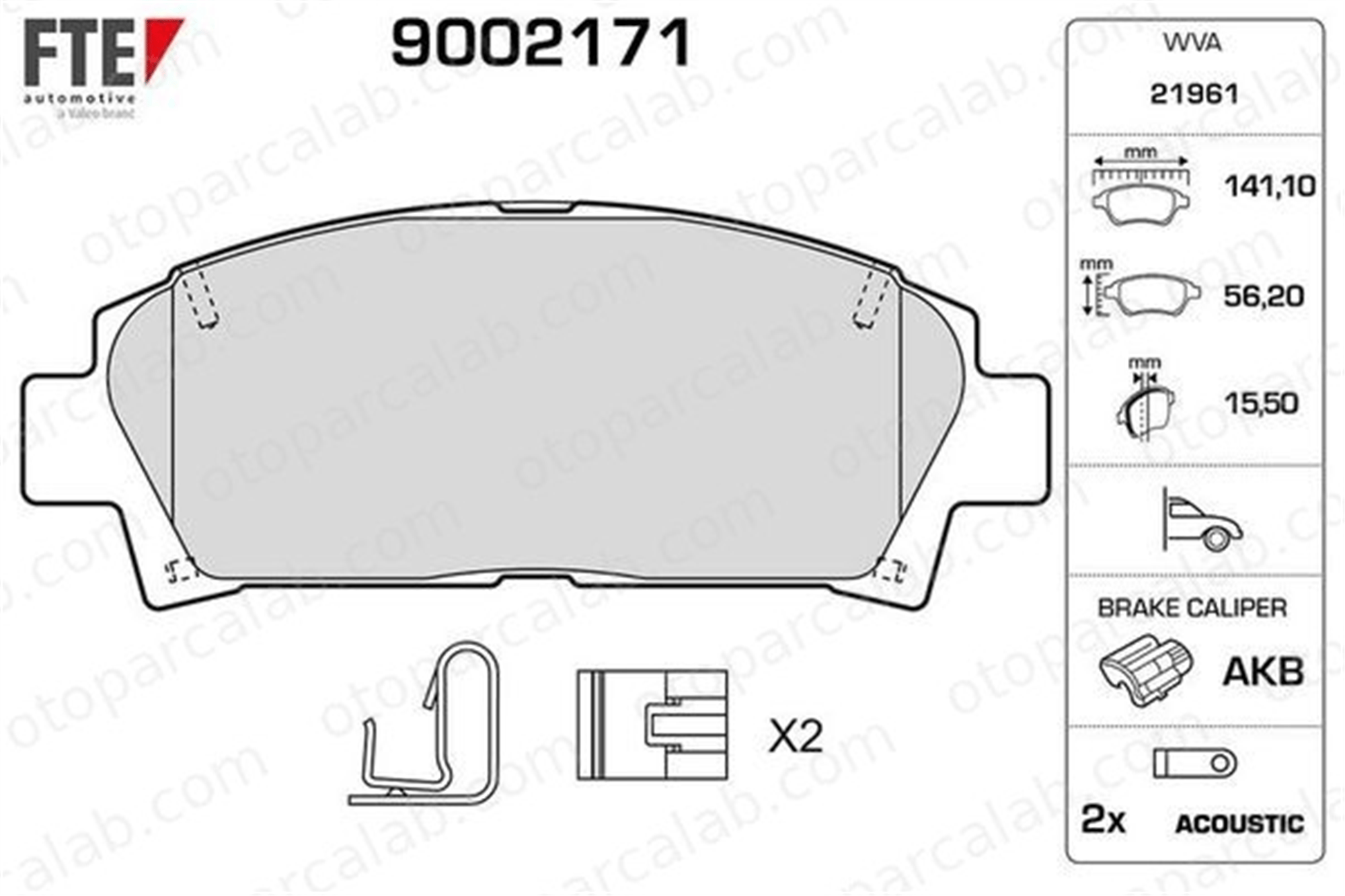 FTE 9002171 Fren Disk Balata Ön TOYOTA AVENSIS Liftback AVENSIS 446512160 446517050
