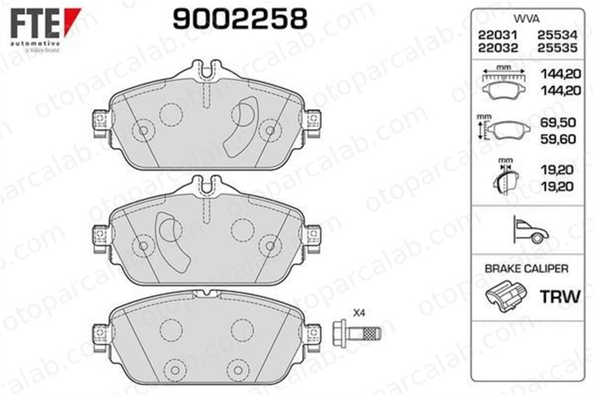 FTE 9002258 Fren Disk Balata Ön MERCEDES-BENZ C-SERISI CLA Coupe 4208700 0004208700