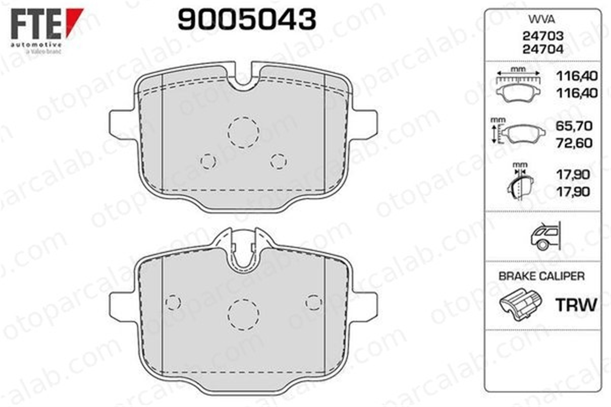 FTE 9005043 Fren Disk Balata Arka BMW 5 Touring 5 34208093728 34212284389