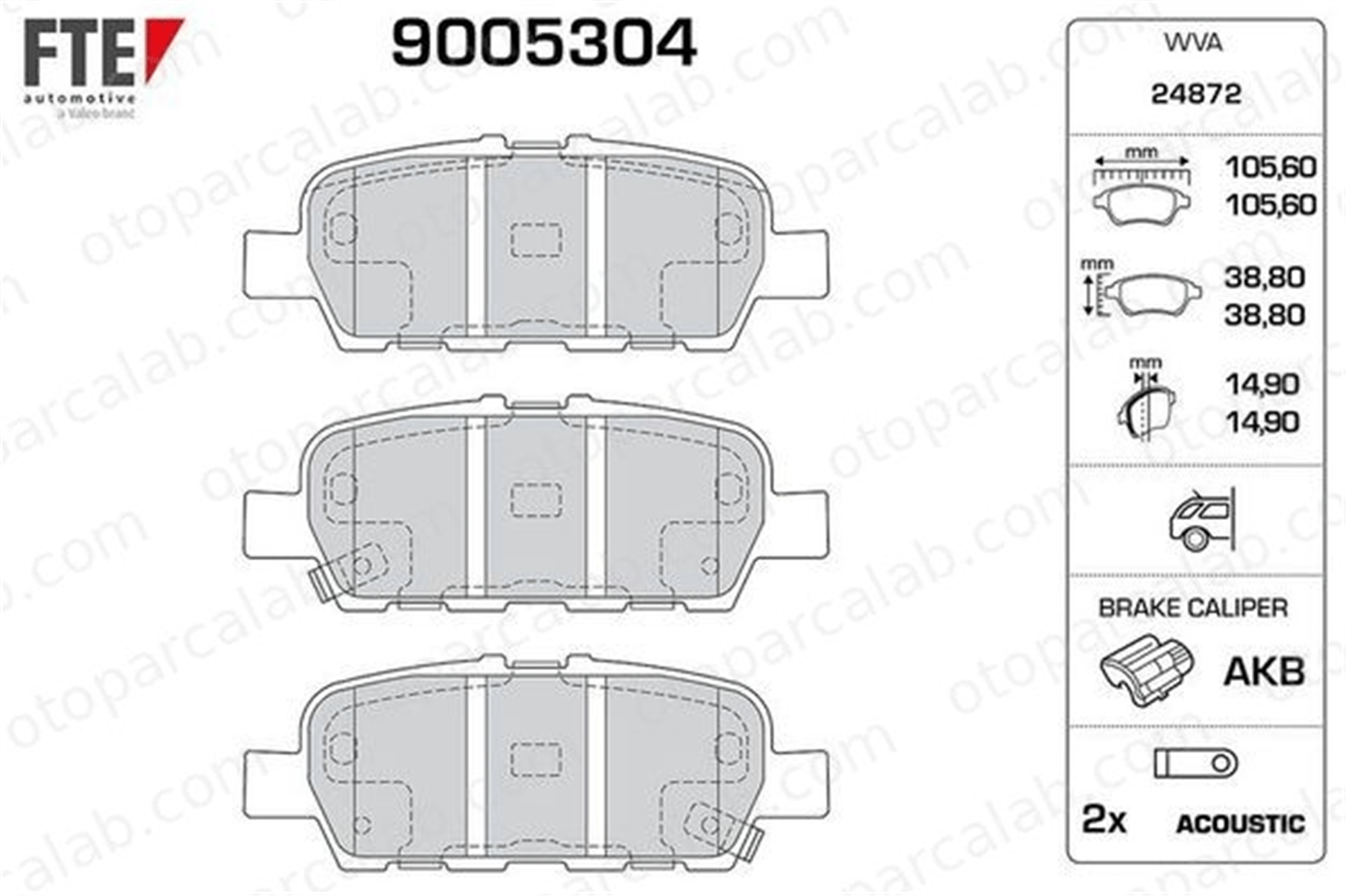FTE 9005304 Fren Disk Balata Arka NISSAN JUKE RENAULT KOLEOS I D40601BN0A D40601MB0A