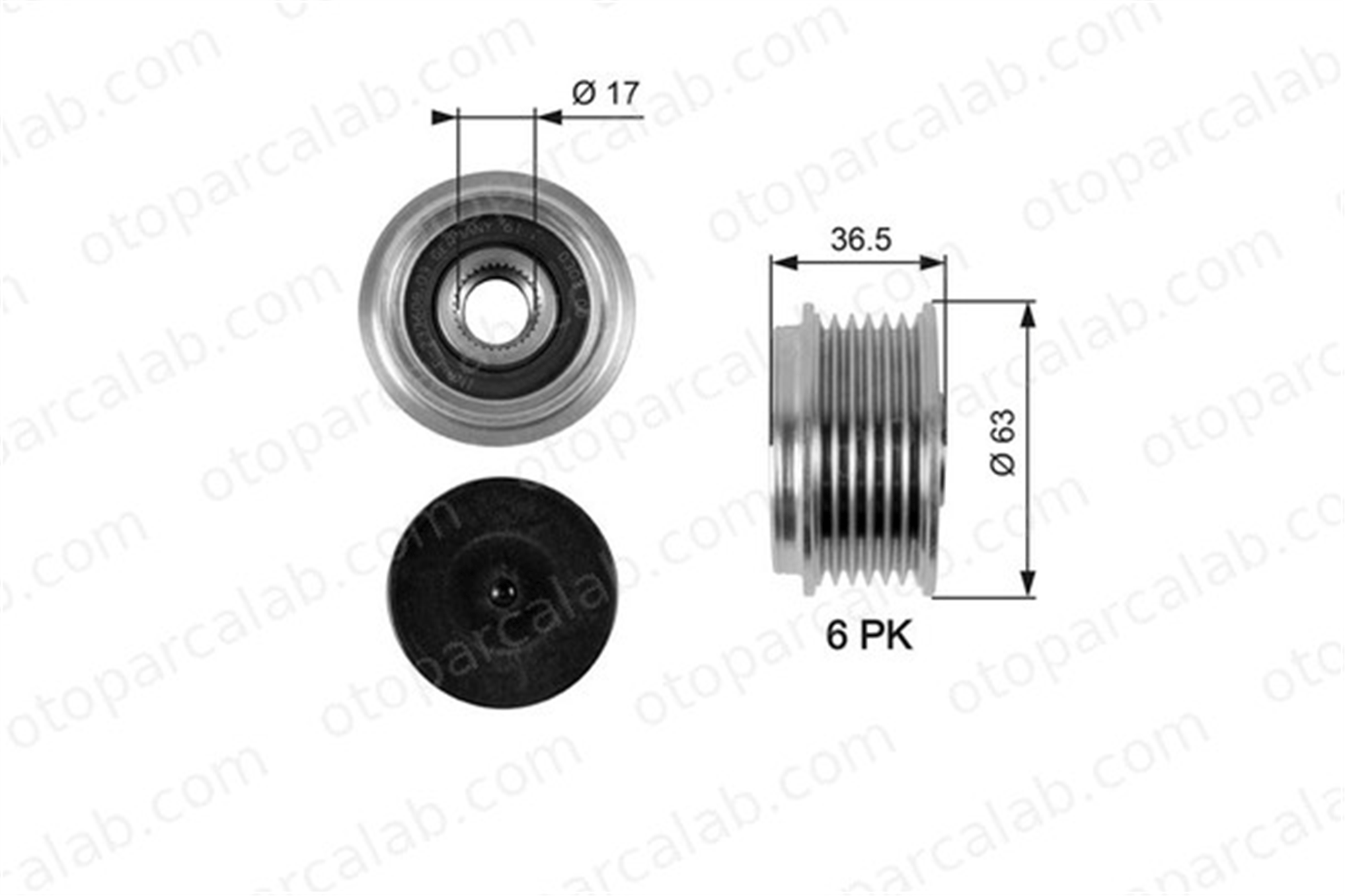 GATES OAP7051 Alternatör Kasnağı FORD TOURNEO CONNECT TRANSIT CONNECT 5M5Q10344AA