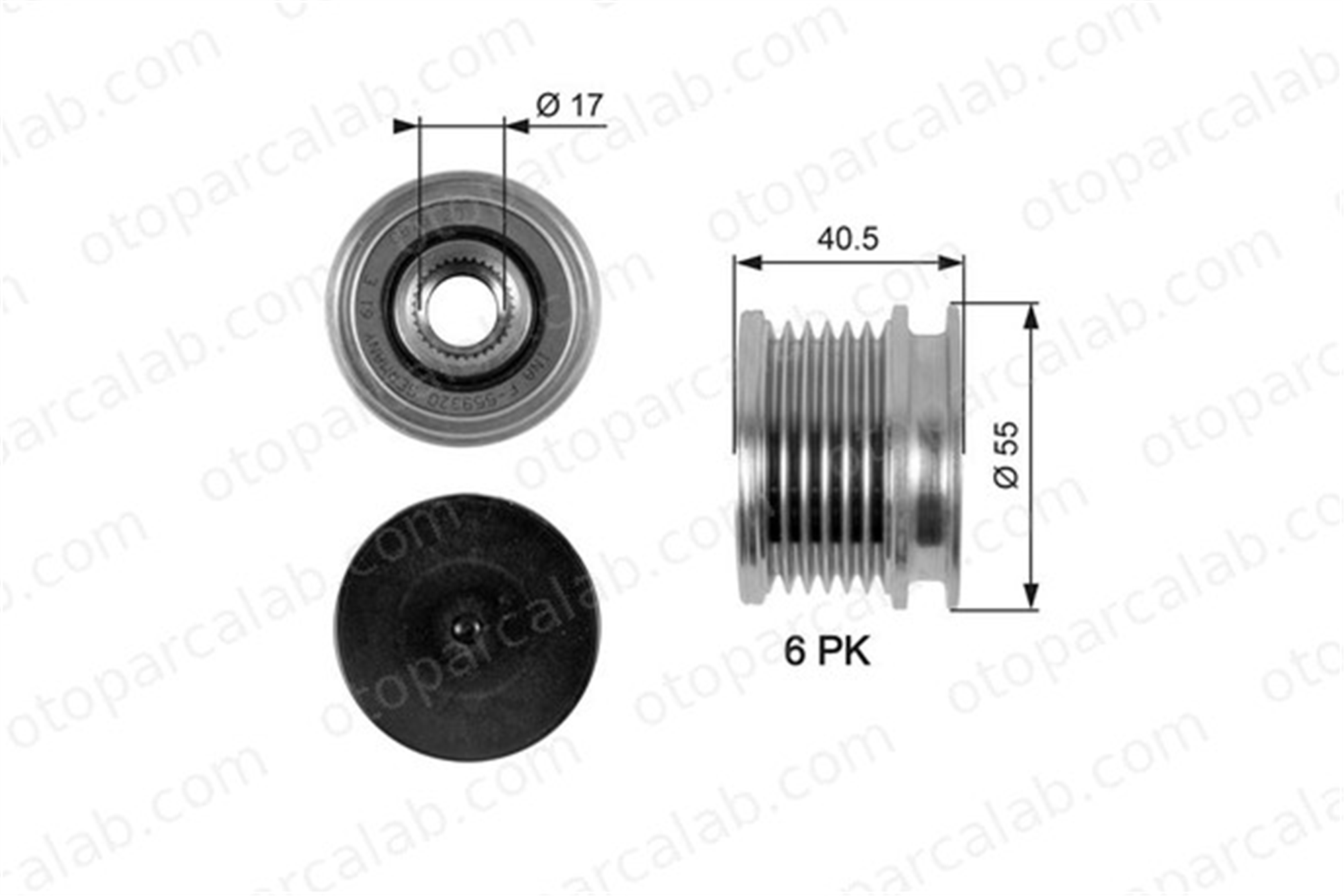 GATES OAP7057 Alternatör Kasnağı MERCEDES-BENZ SPRINTER 3-t Panelvan/Van SPRINTER 3-t Platform şasi 5117591AA 05117591AA