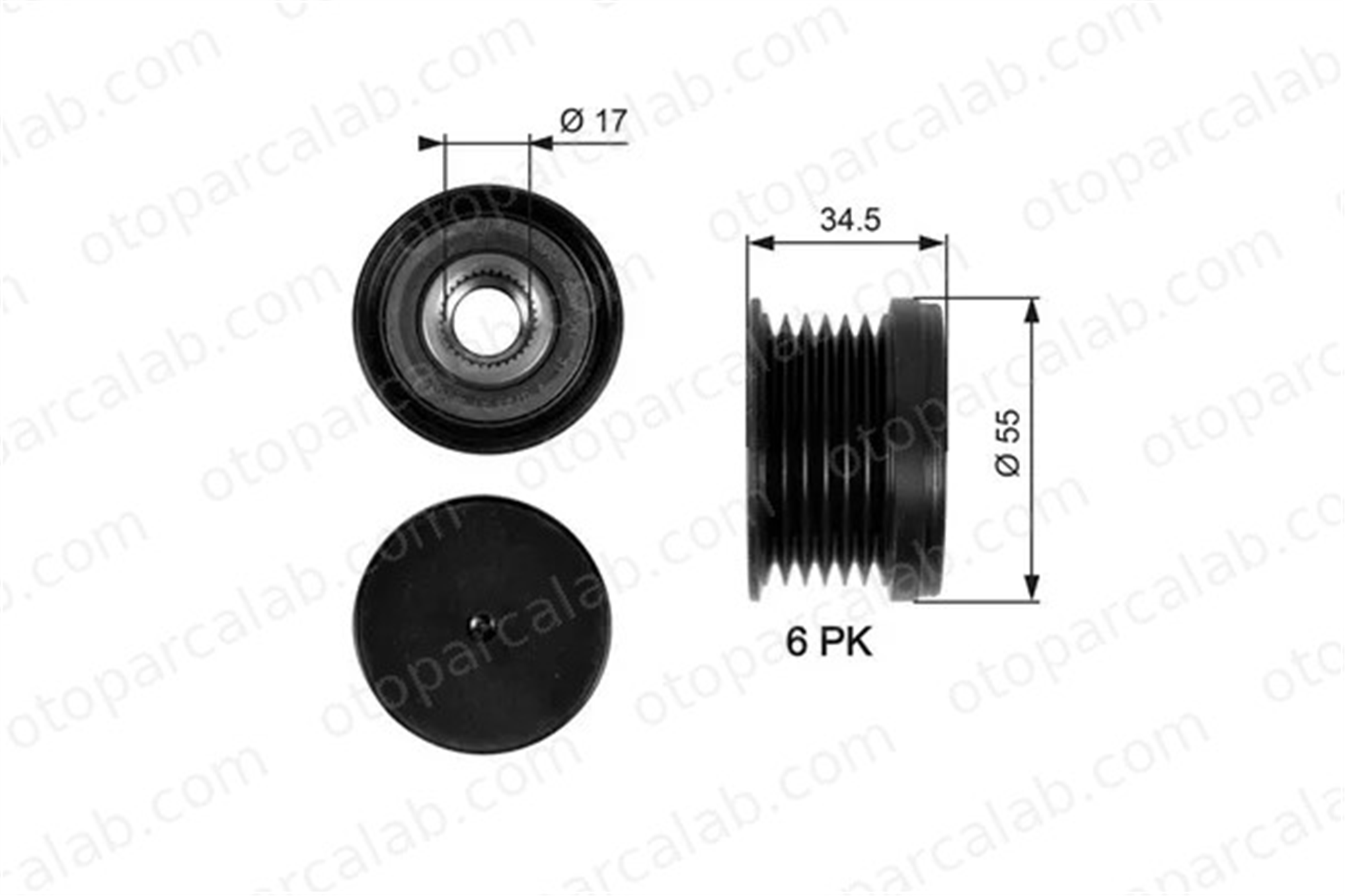 GATES OAP7090 Alternatör Kasnağı VW POLO V SEAT IBIZA IV SC 3C903119F 03C903119F