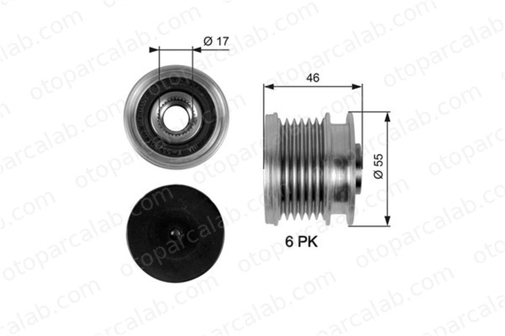 GATES OAP7092 Alternatör Kasnağı MERCEDES-BENZ C-SERISI C-SERISI T-Model A6461550115 2781500060