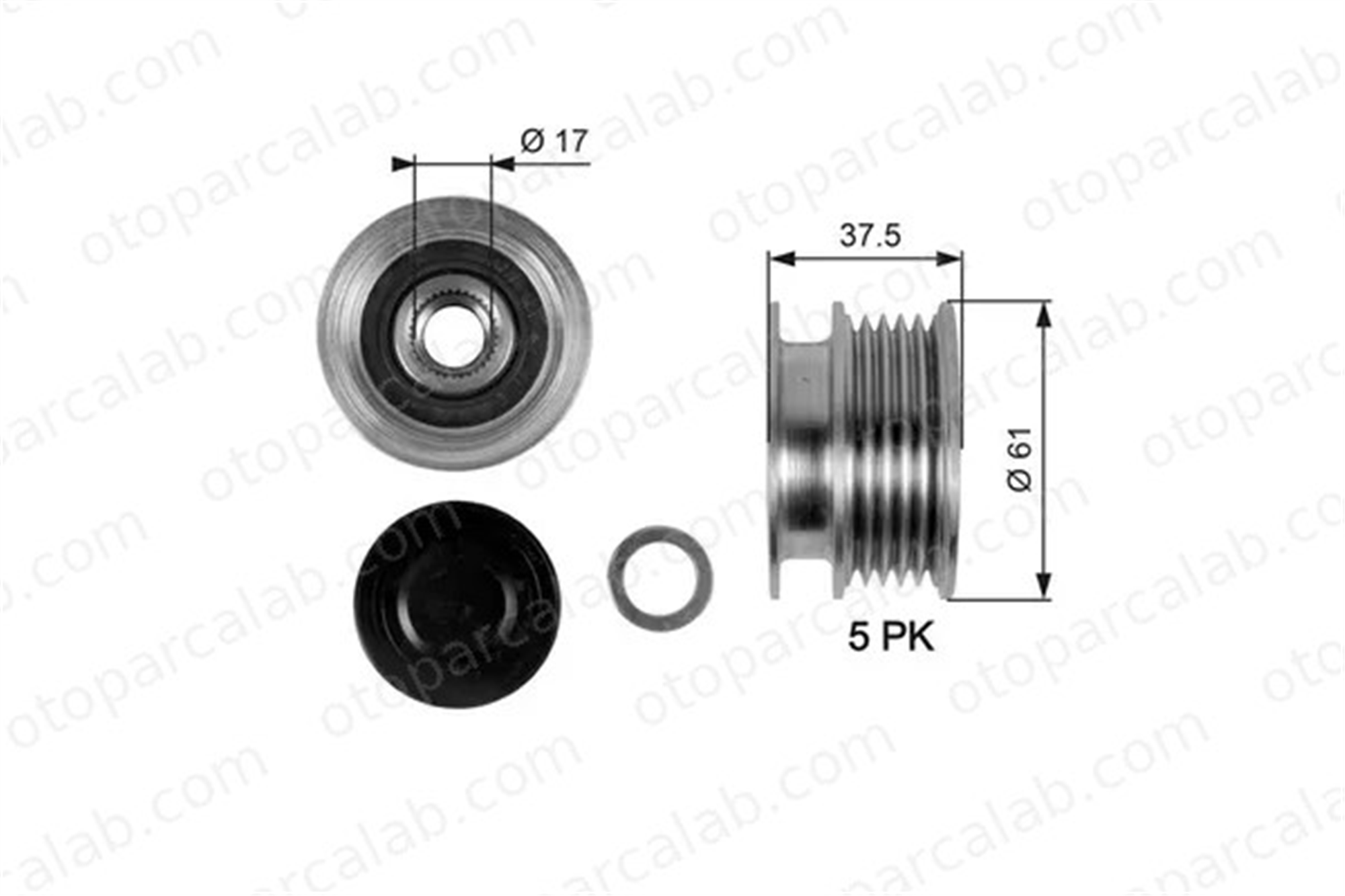 GATES OAP7108 Alternatör Kasnağı RENAULT KANGOO Express CLIO II 8200113636 7701478093