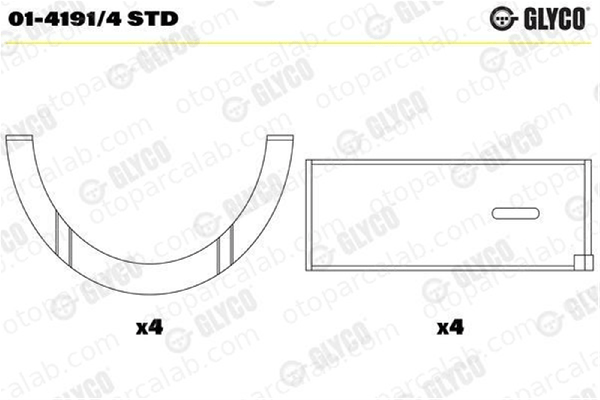 GLYCO 01-4191/4 STD Kol Yatak (STD) RENAULT TRAFIC Panelvan/Van 21 Sedan 7701462878 60669