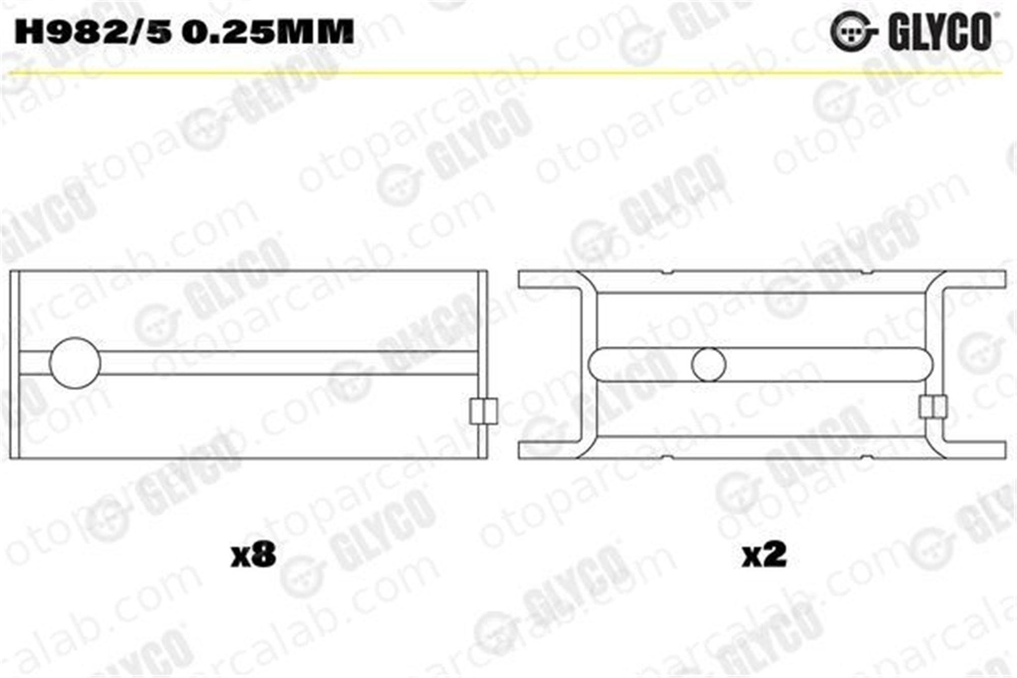 GLYCO H982/5 0.25mm Ana Yatak (0.25) OPEL KADETT E Hatchback VECTRA A H9825025mm 618171