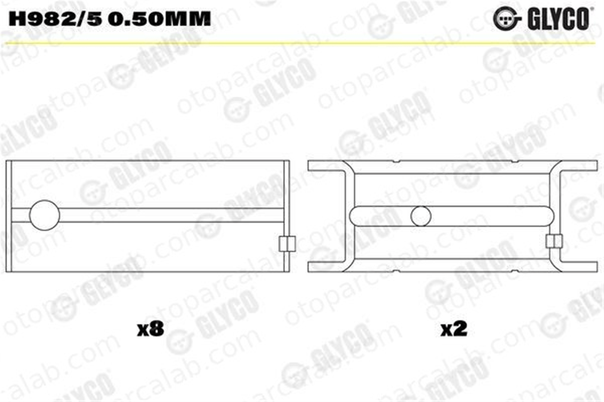GLYCO H982/5 0.50mm Ana Yatak (0.50) OPEL KADETT E Hatchback VECTRA A H9825050mm 618321