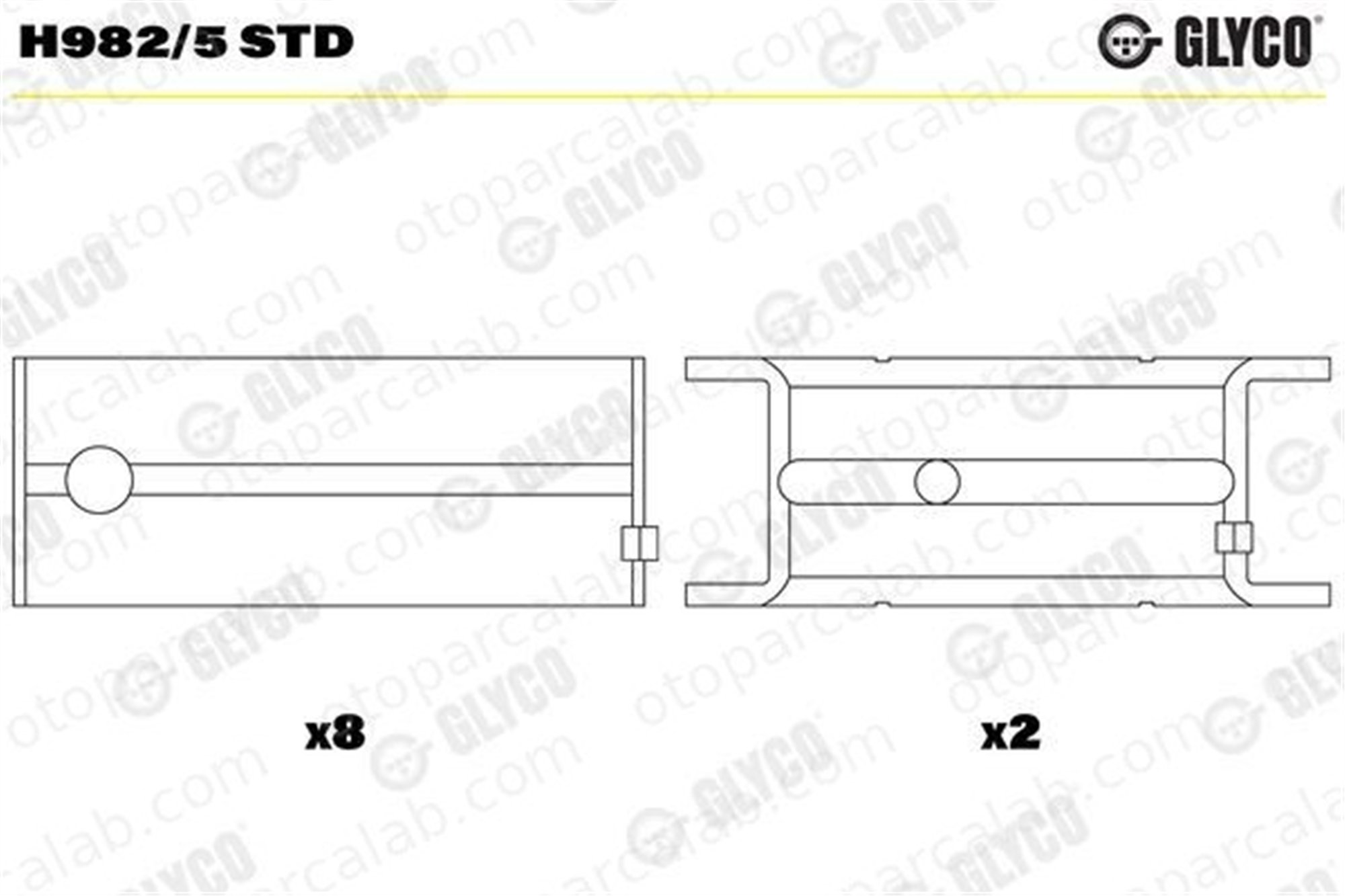 GLYCO H982/5S STD Ana Yatak (STD) OPEL KADETT E Hatchback VECTRA A 618049 618047