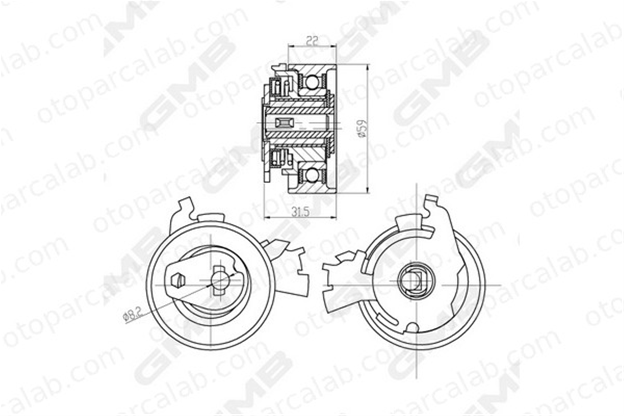 GMB GTB0040 Vantilatör Kayış Gergi Rulmanı OPEL VECTRA A OMEGA A Station wagon 90528200 5636429