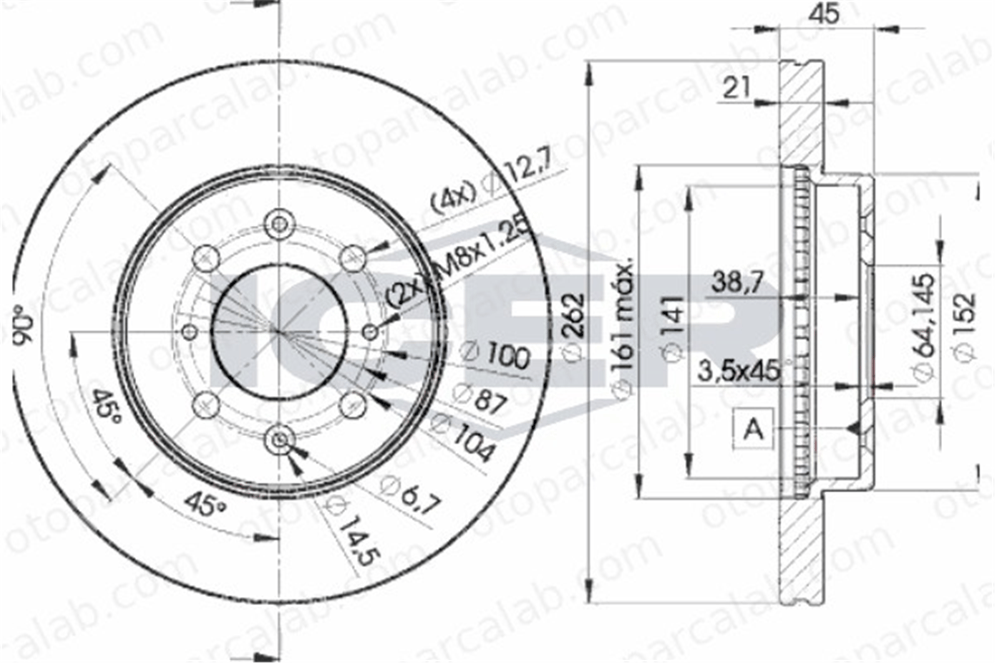 GOODYEAR 103055 Fren Disk Ayna Ön Sağ ve Sol ROVER 400 II HONDA CIVIC VI Fastback 45251SK7J00 45251S5DA10