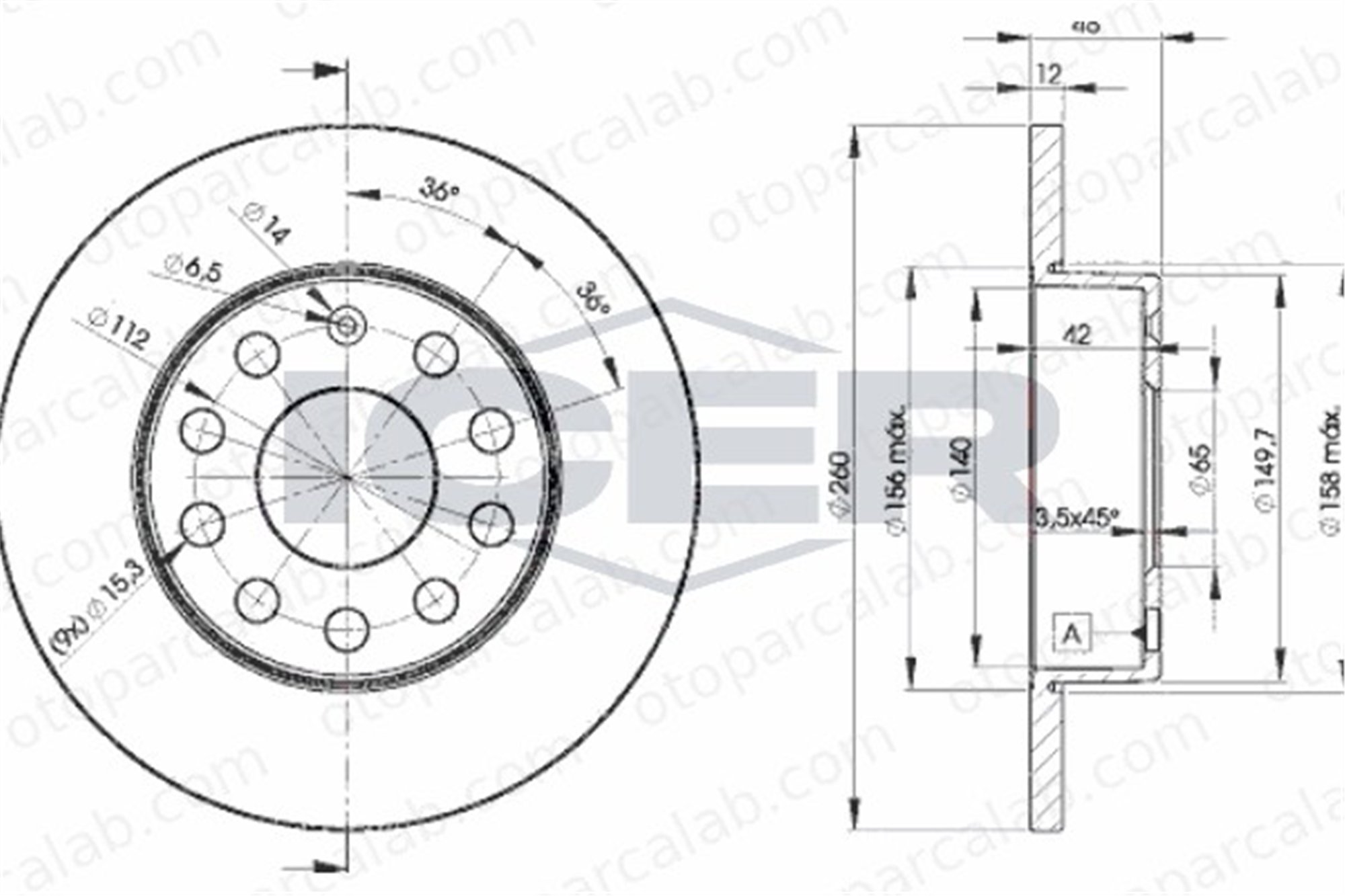 GOODYEAR 103192 Fren Disk Ayna Arka Sağ ve Sol VW JETTA III TOURAN 1K0615601L 1K0615601AC