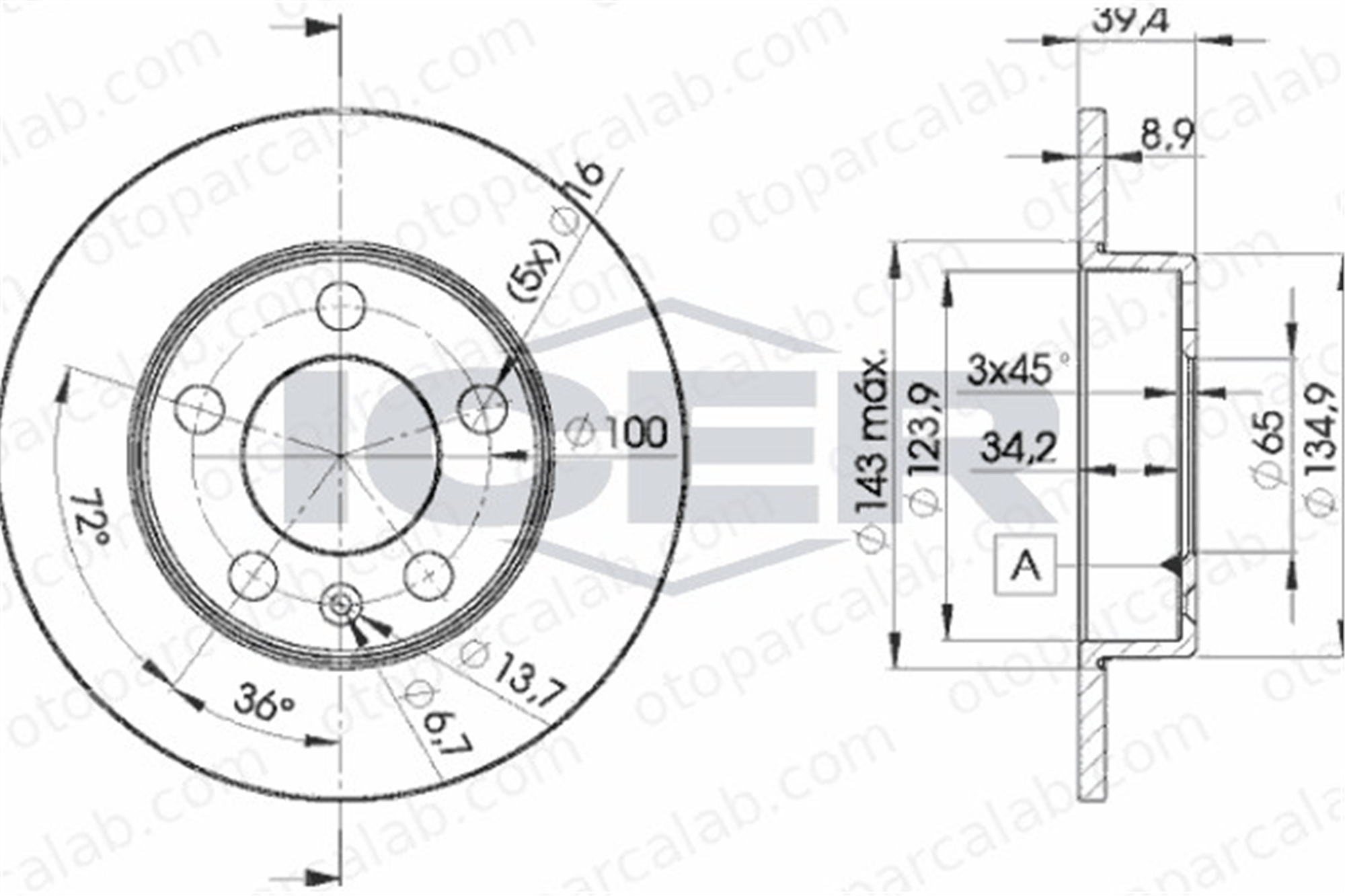 GOODYEAR 103195 Fren Disk Ayna Arka Sağ ve Sol SEAT IBIZA IV SC VW POLO V 1J0615601 1J0615601C